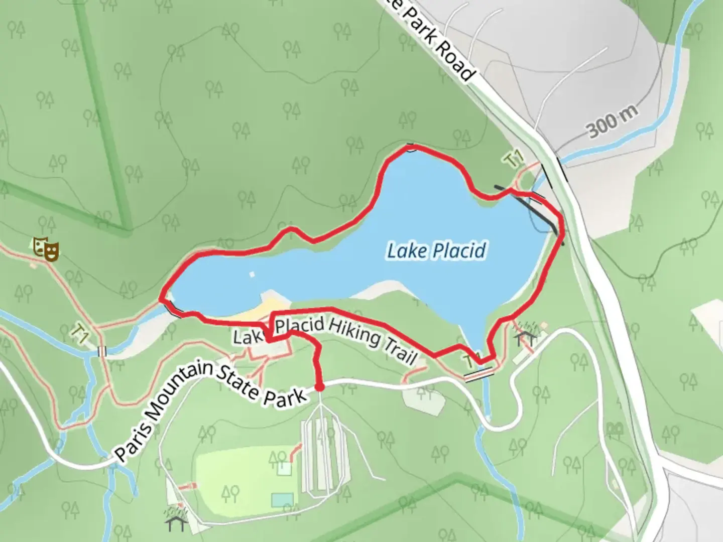 An image depicting the trail Lake Placid Loop and its surrounding area.
