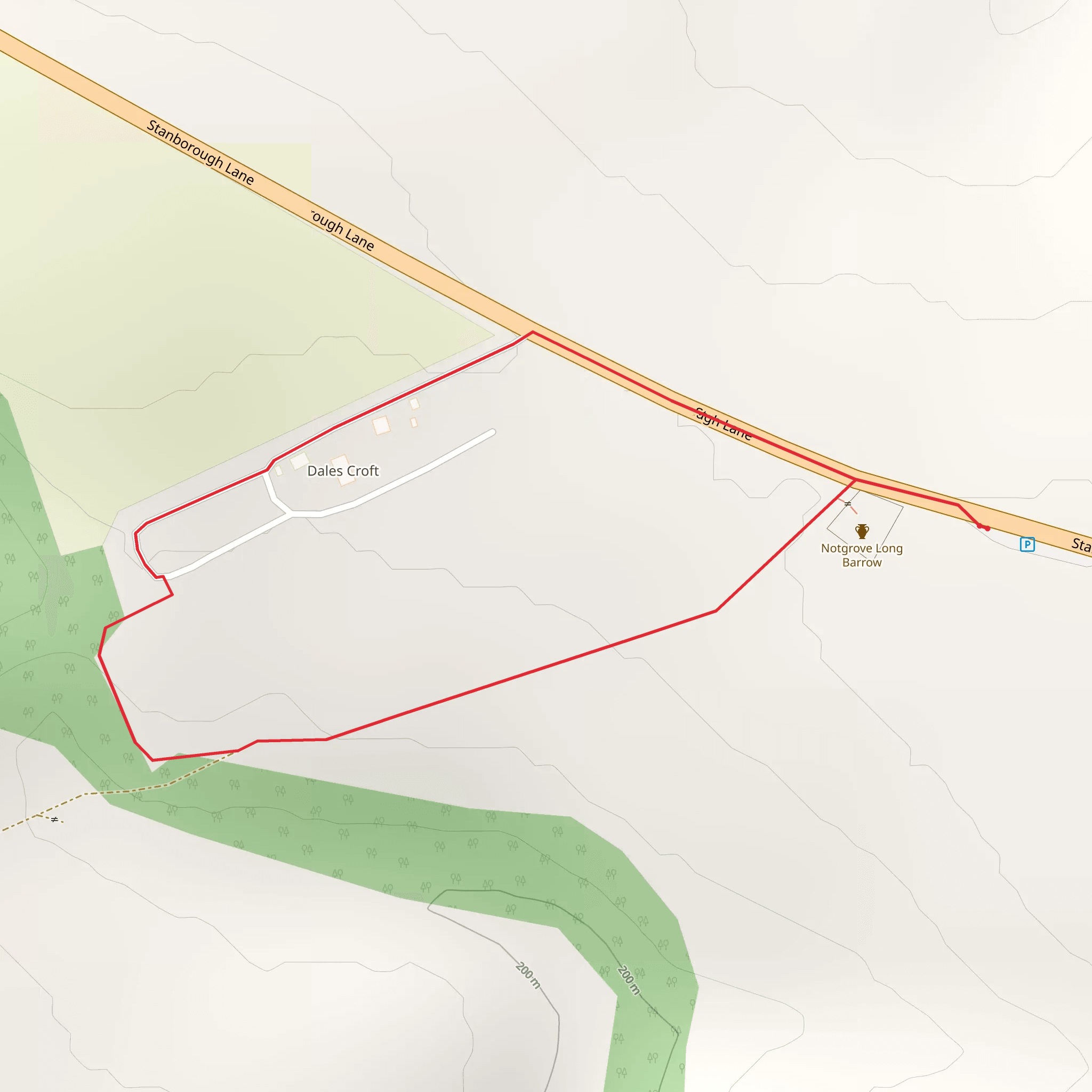 Notgrove Long Barrow Loop mobile static map