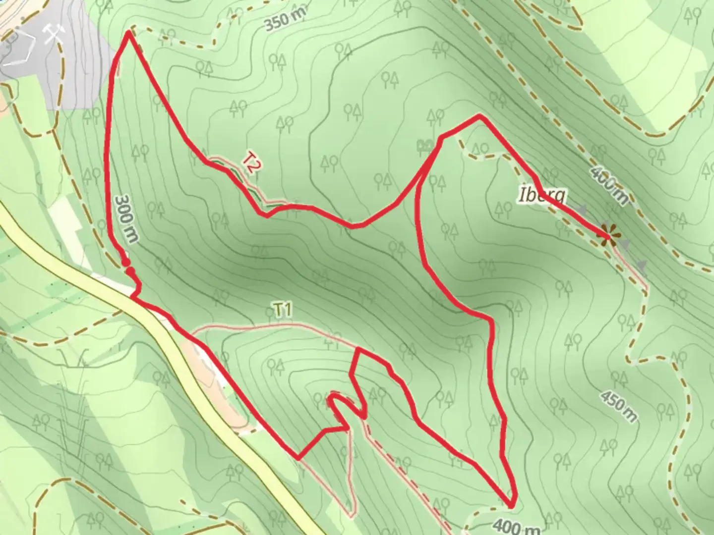 An image depicting the trail Iberg and Gelsterburg Loop and its surrounding area.