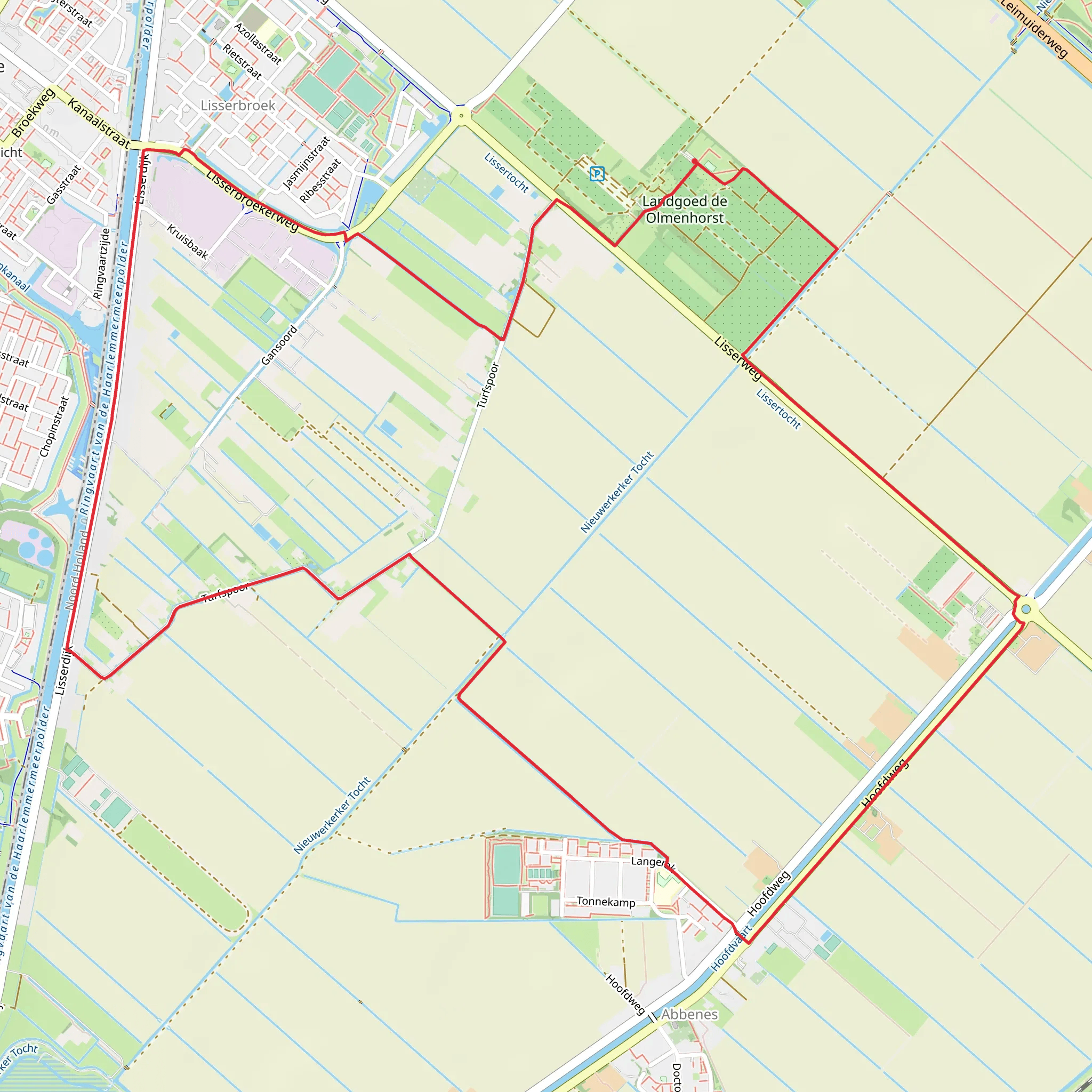 Hoofdvaart via Hoof Weg, Pieter Boekeipad and Reigerpad mobile static map