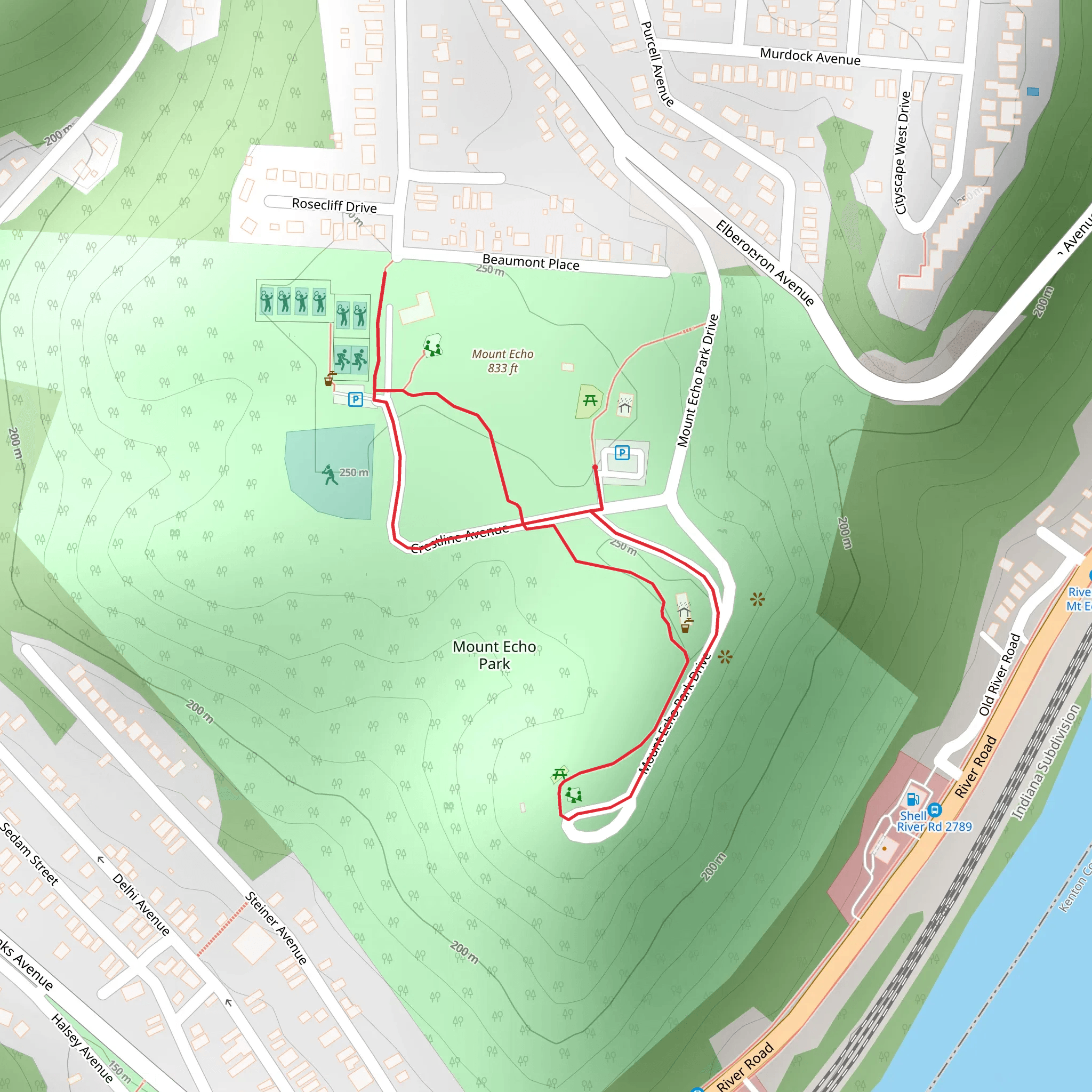 Mount Echo Park Drive Loop mobile static map