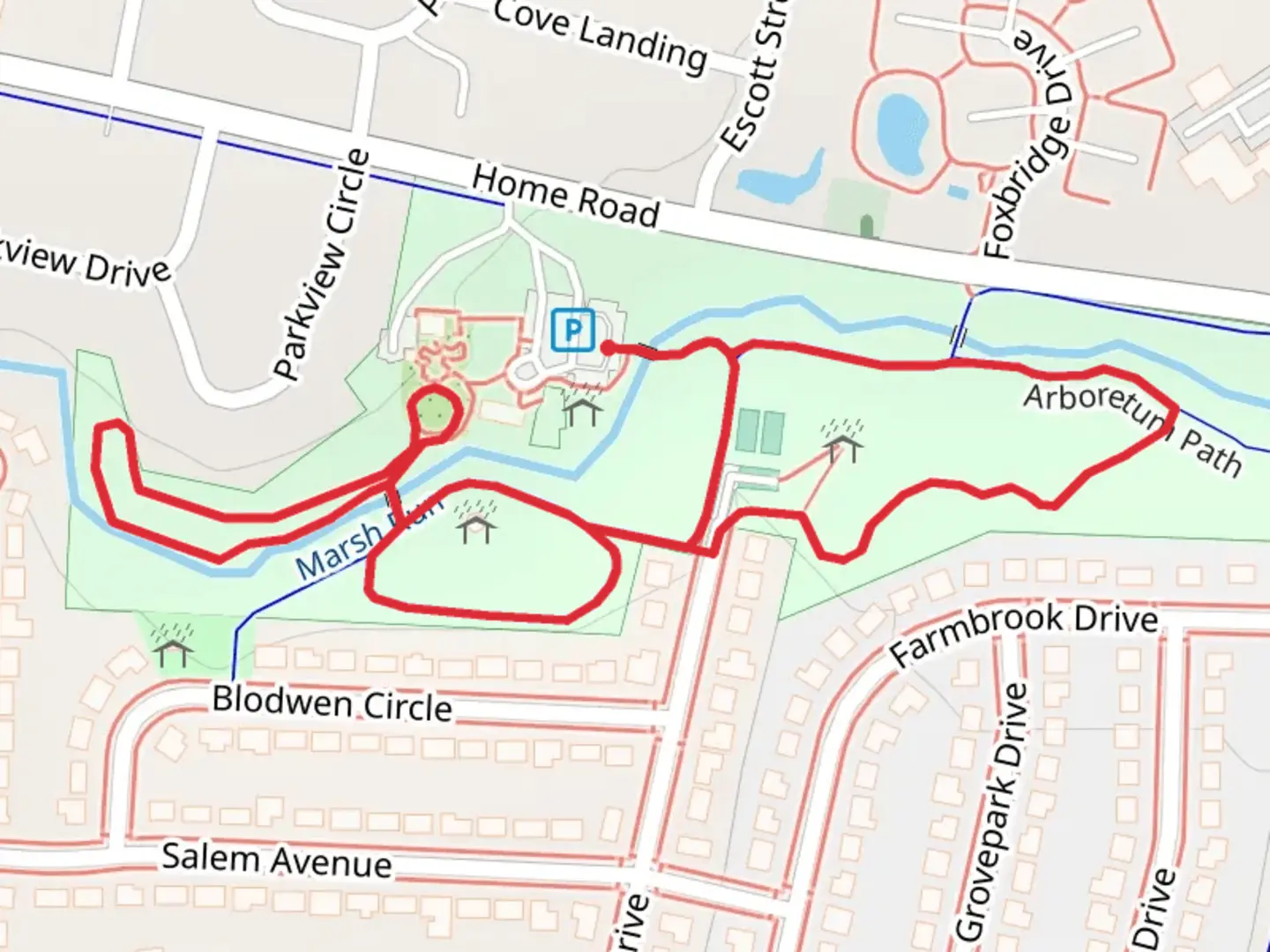 An image depicting the trail Gantz Park Loop and its surrounding area.