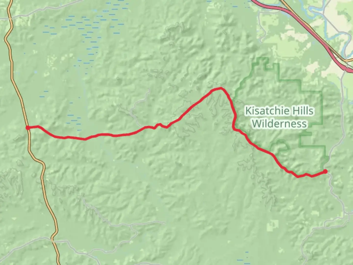 An image depicting the trail Longleaf Vista Road - Bedstead Hill and its surrounding area.