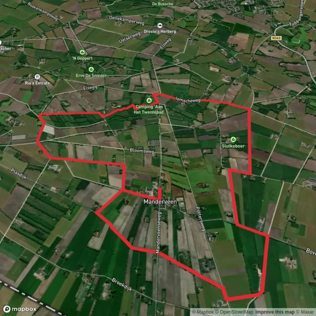 An image depicting the trail Drieschichterveld and Slutkeboer via Lemsche Weg and its surrounding area.