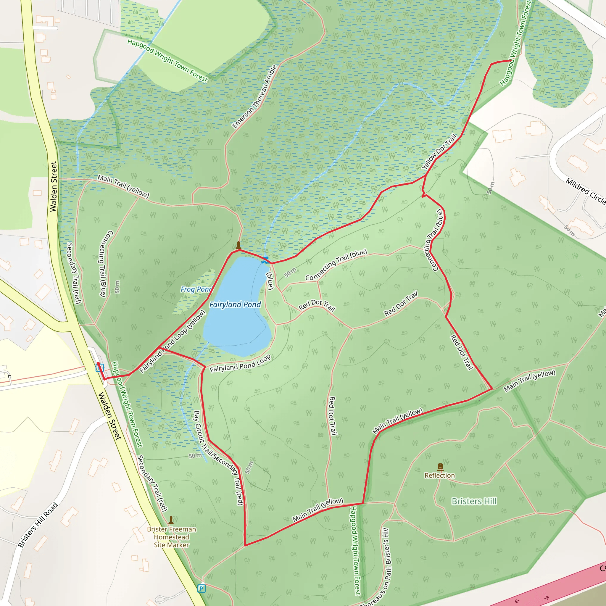 Fairyland Pond Loop via Red-Yellow Dot Trail mobile static map