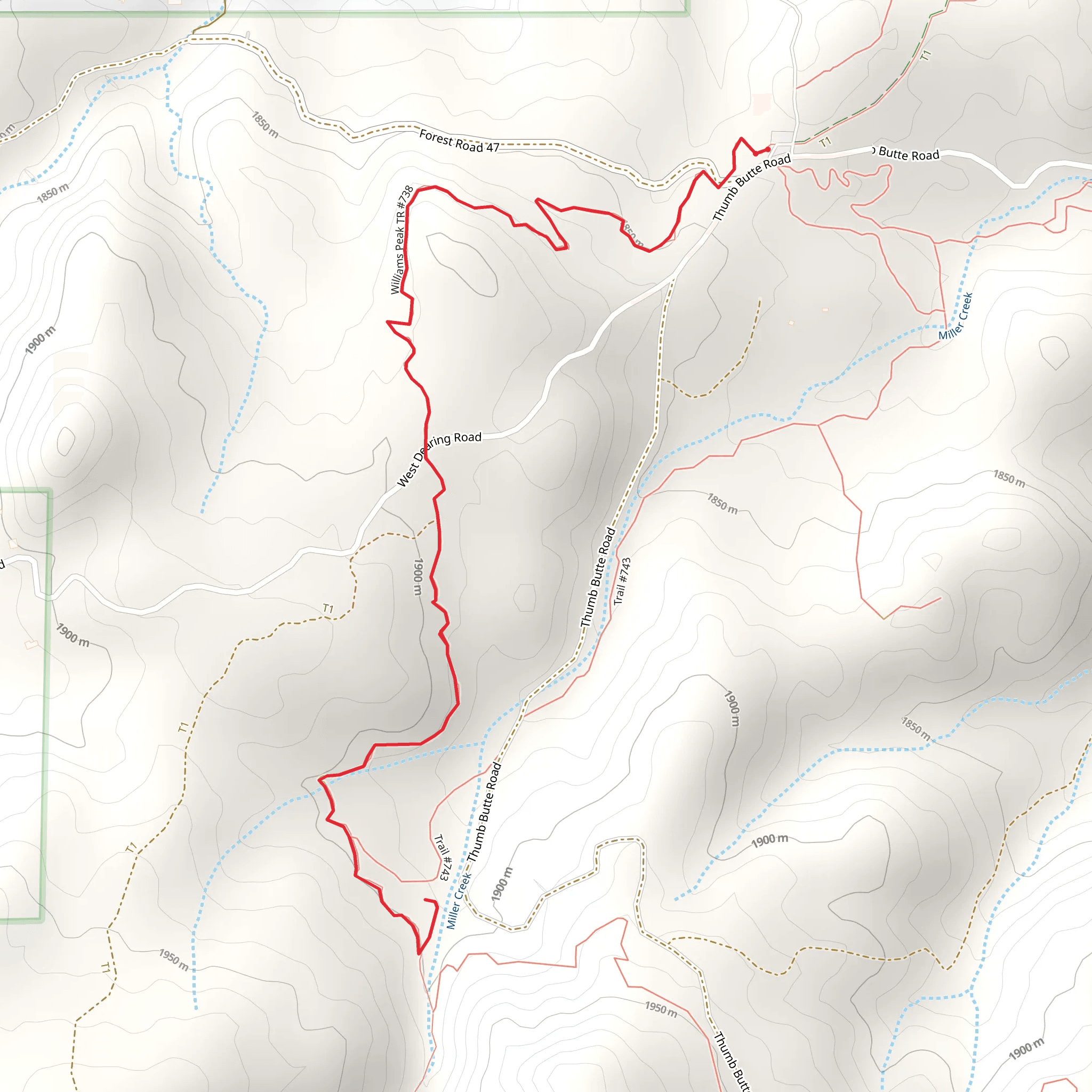 Miller Creek via Williams Peak Trail mobile static map