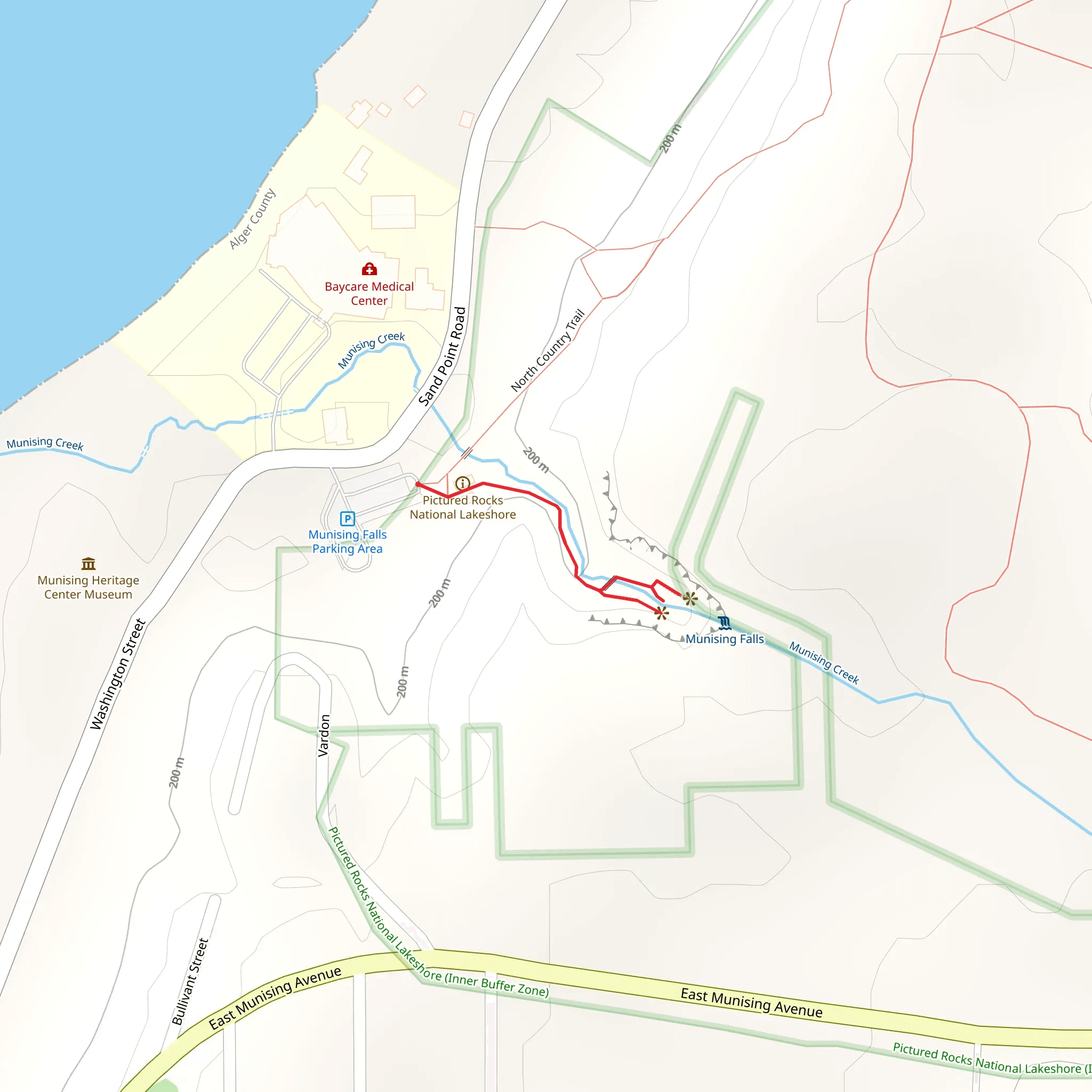 Munising Falls Trail mobile static map