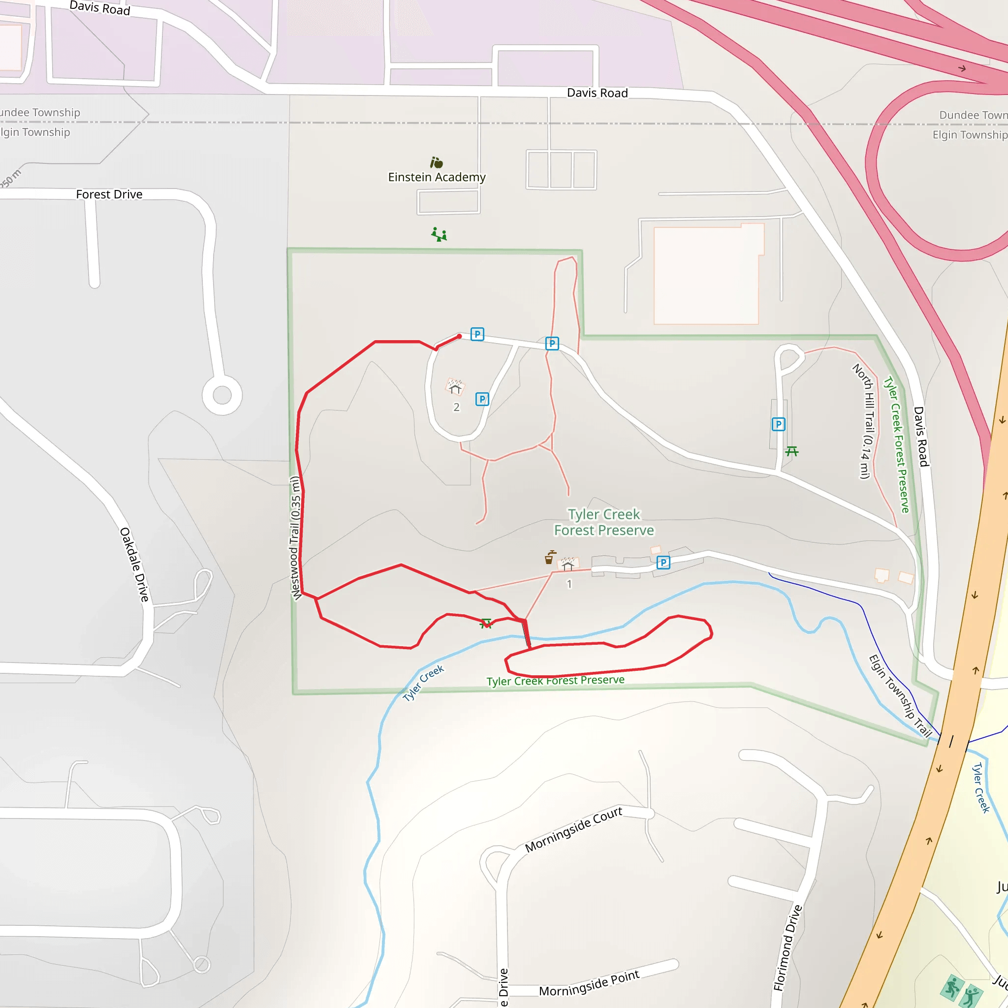 Westwood Loop Trail mobile static map