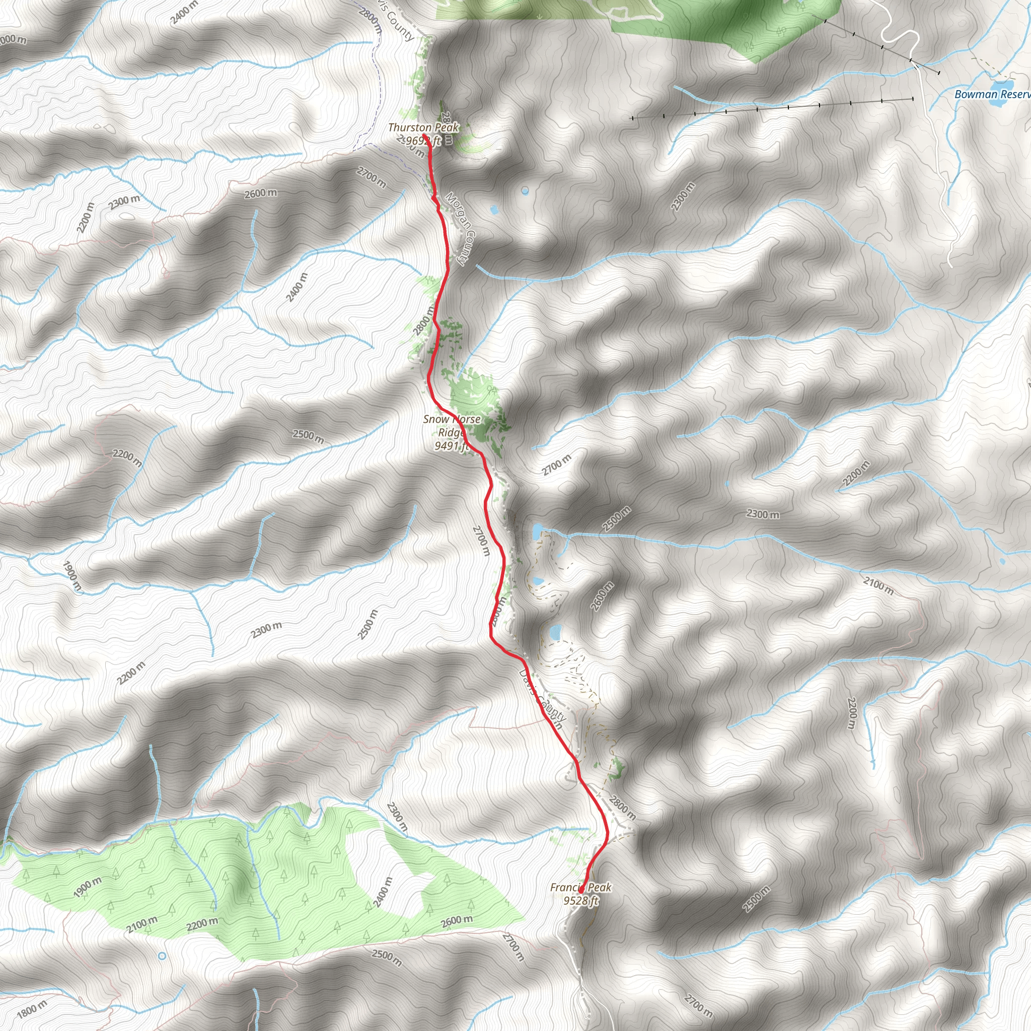 Thurston Peak via Francis Peak mobile static map