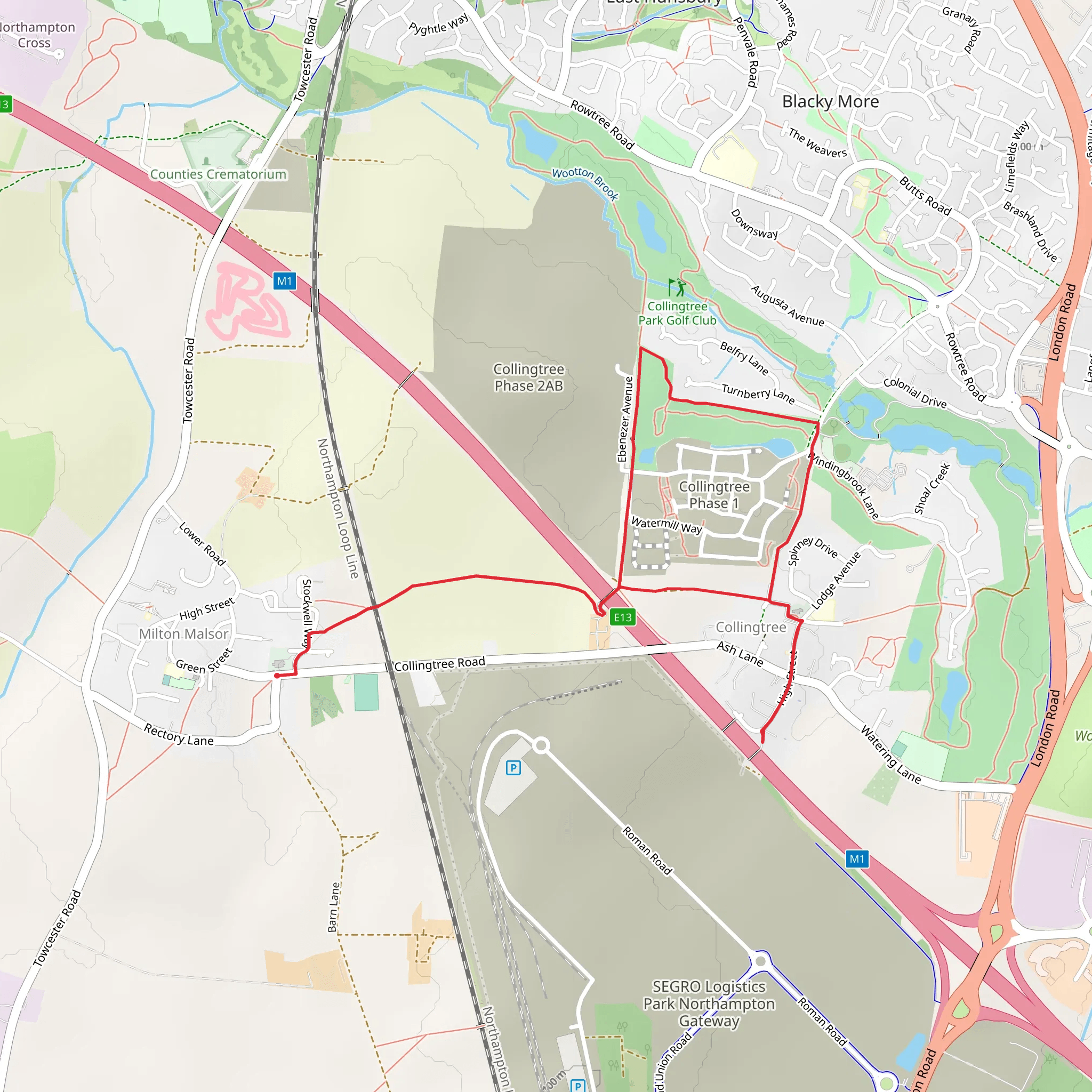 Collingtree Park Loop mobile static map