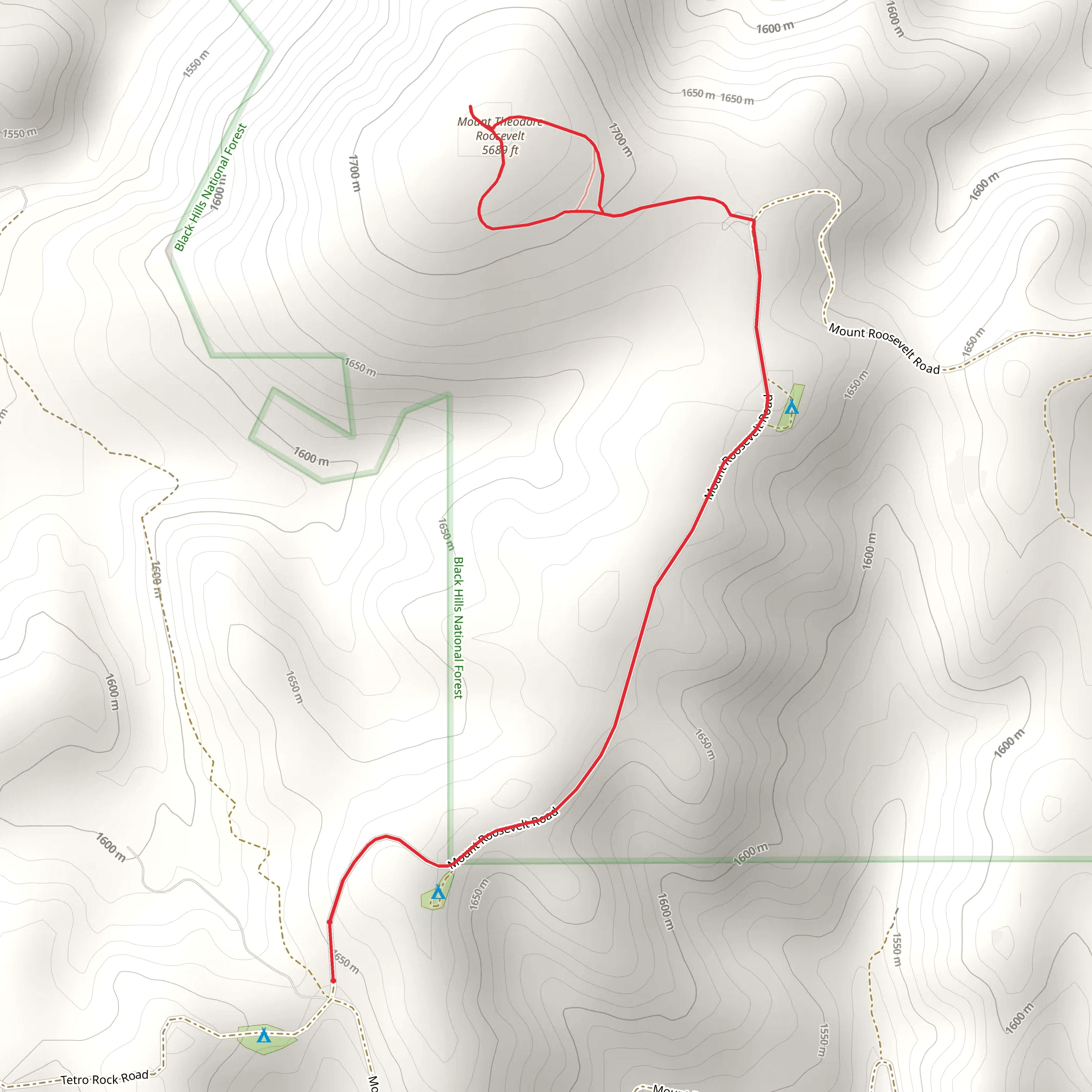 Mount Theodore Roosevelt from Tetro Rock Road mobile static map