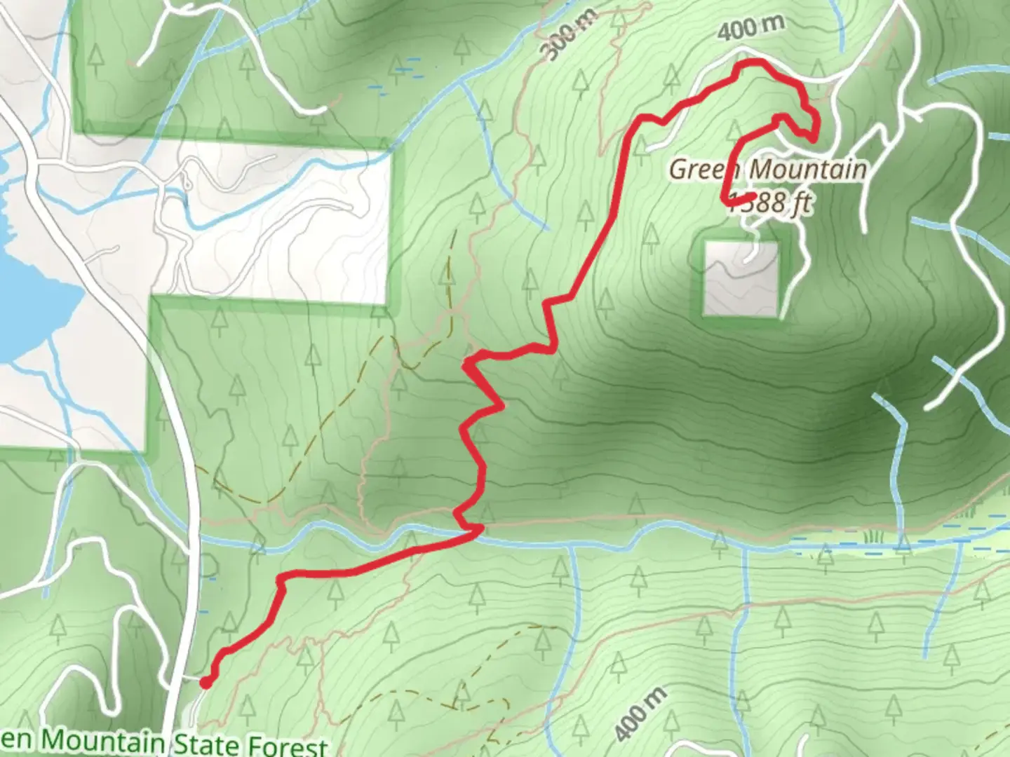 An image depicting the trail Green Mountain via Gold Creek Trail and its surrounding area.