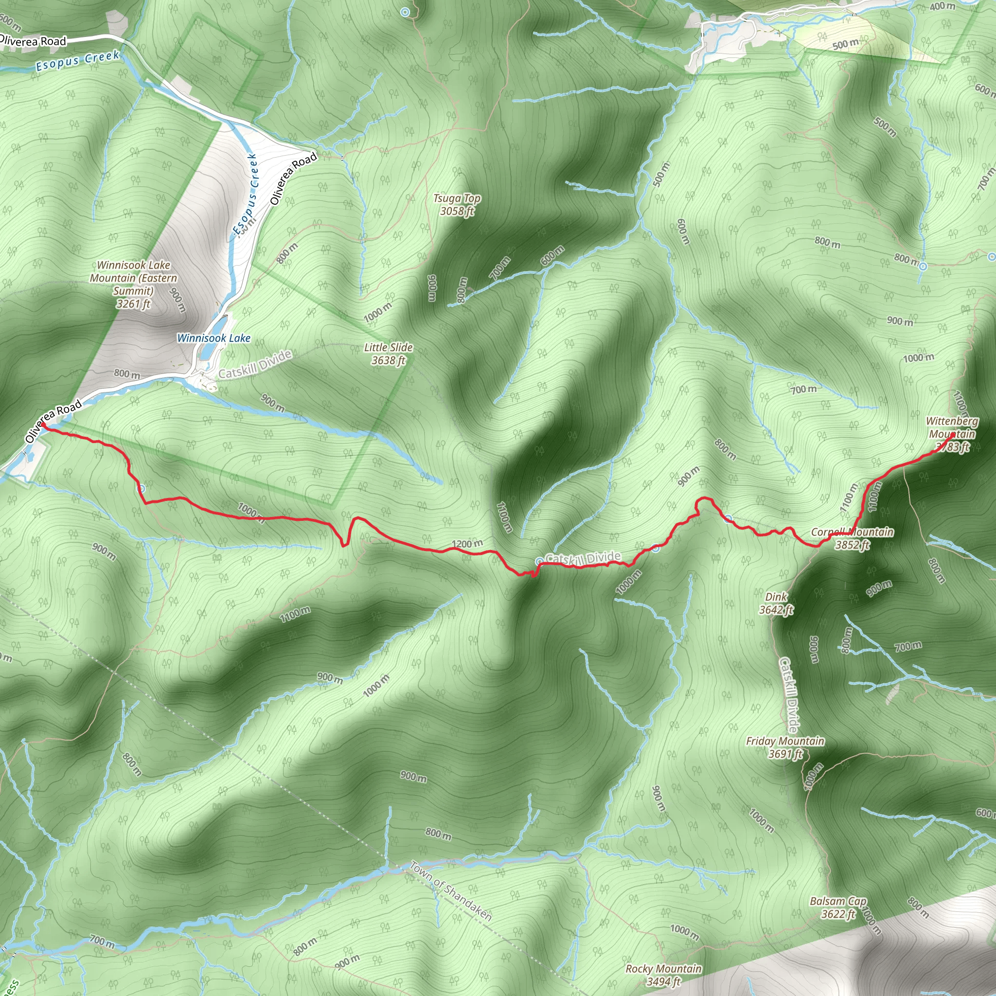 Wittenberg Mountain via Wittenberg - Cornell - Slide Trail mobile static map