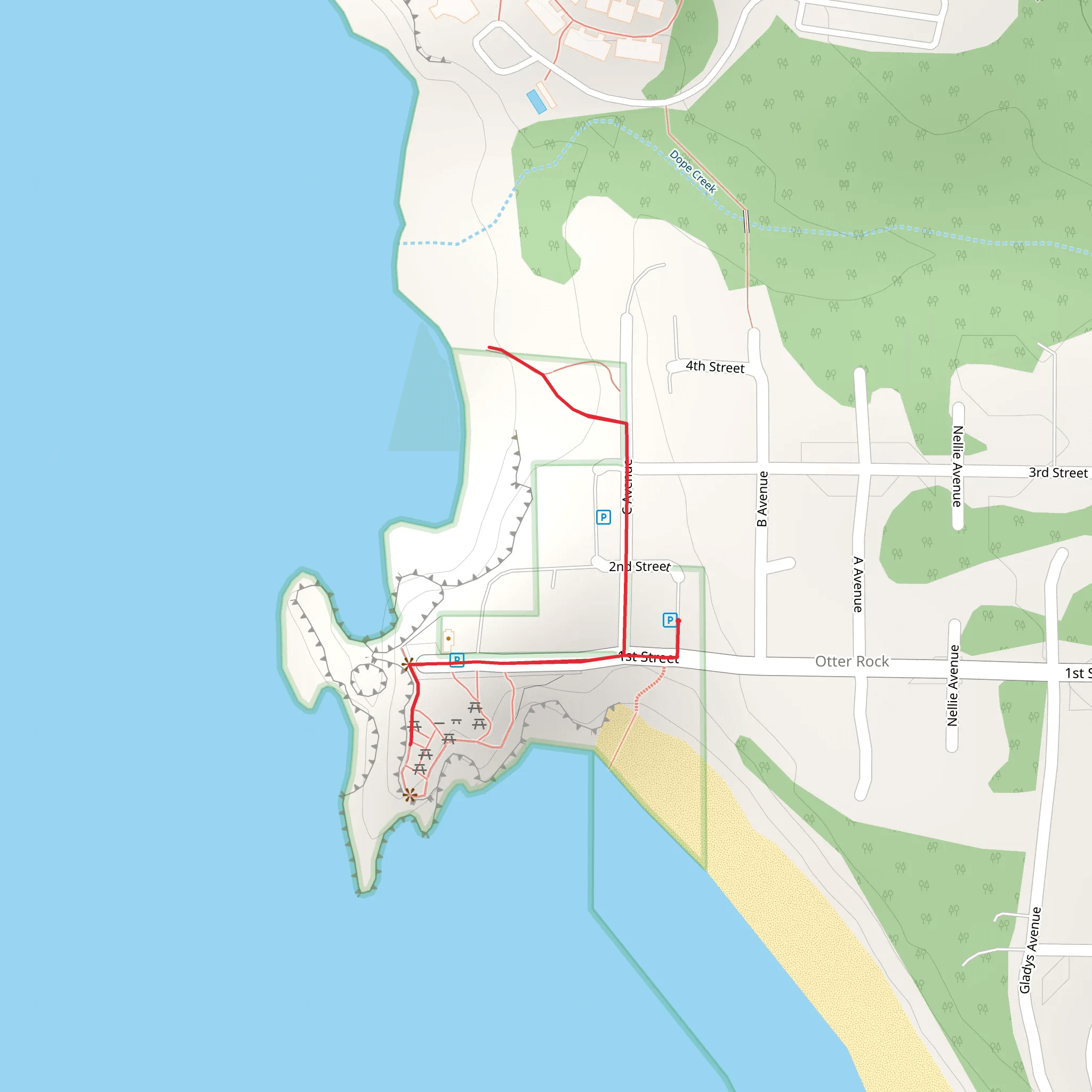 Devil's Punchbowl and Otter Crest Beach mobile static map