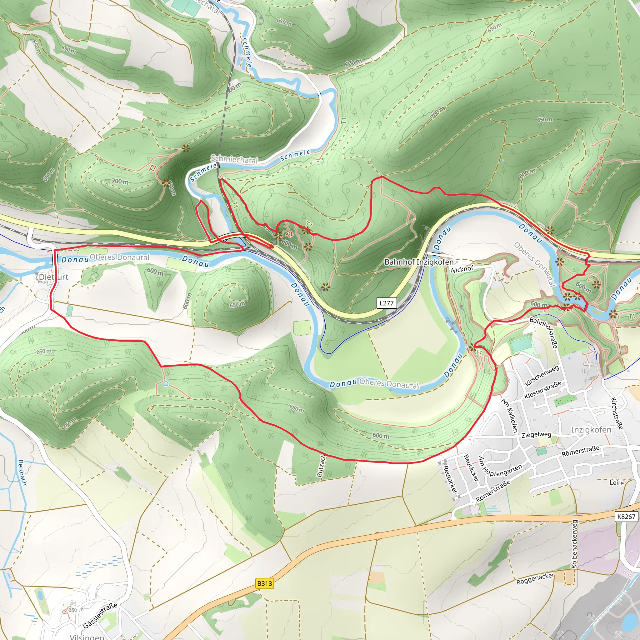 Kaenzele, Teufelsbruecke and Donau Loop mobile static map