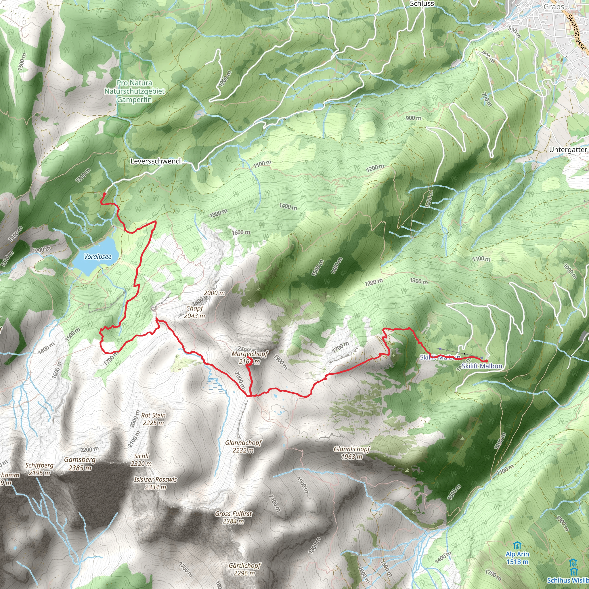 Berghaus Malbun to Berggasthaus Voralp Trail mobile static map