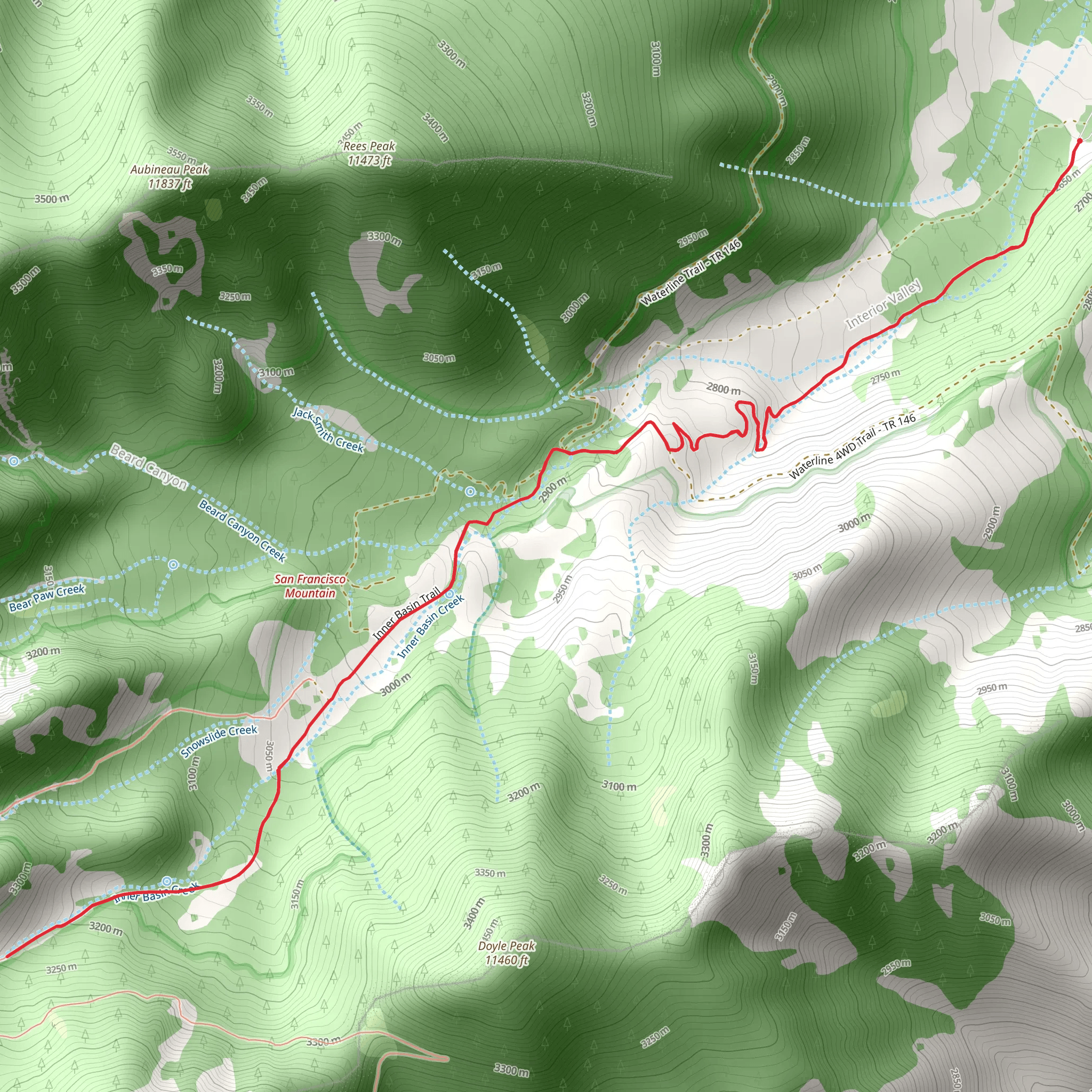 Inner Basin Trail - Long mobile static map