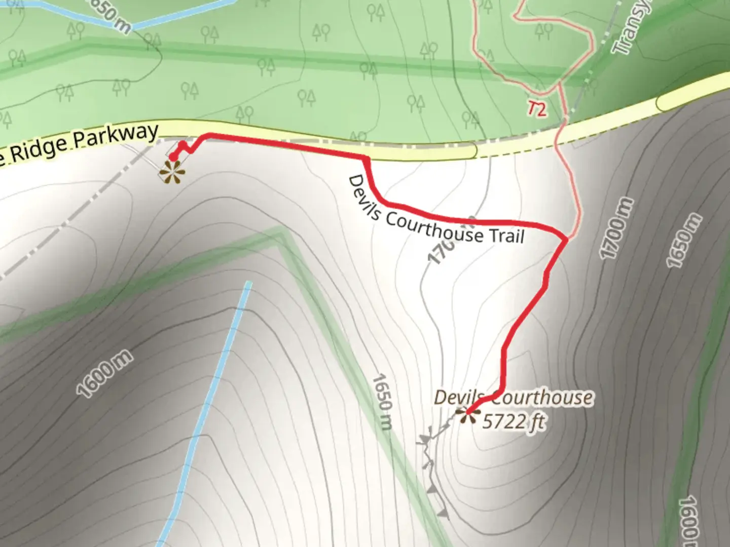 An image depicting the trail Devils Courthouse Trail and its surrounding area.