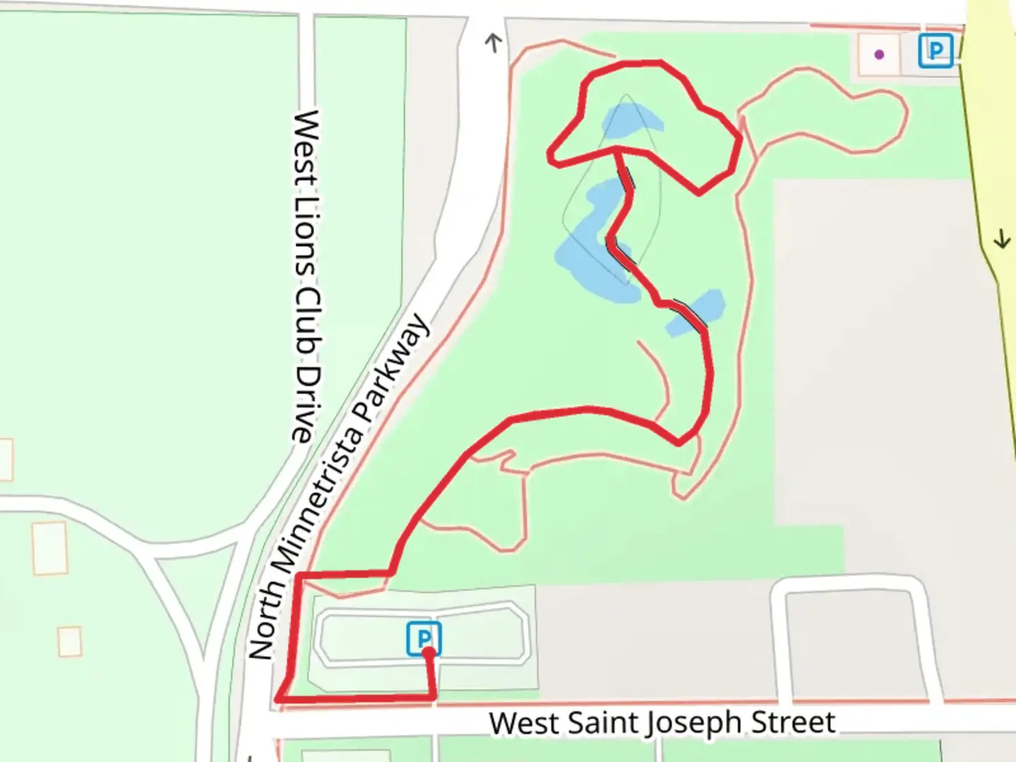 An image depicting the trail Minnetrista Nature Area Loop Trail and its surrounding area.