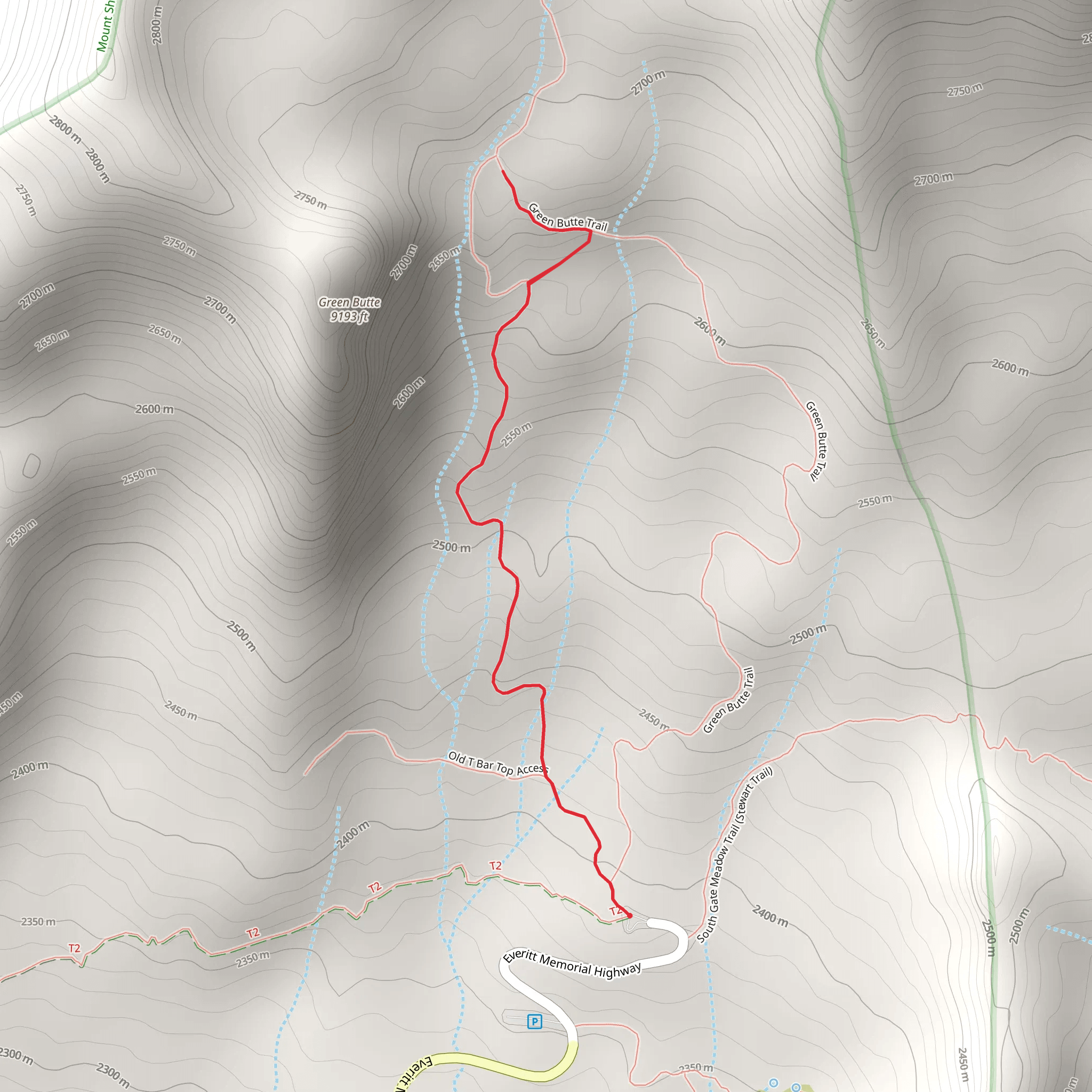 Green Butte Trail mobile static map