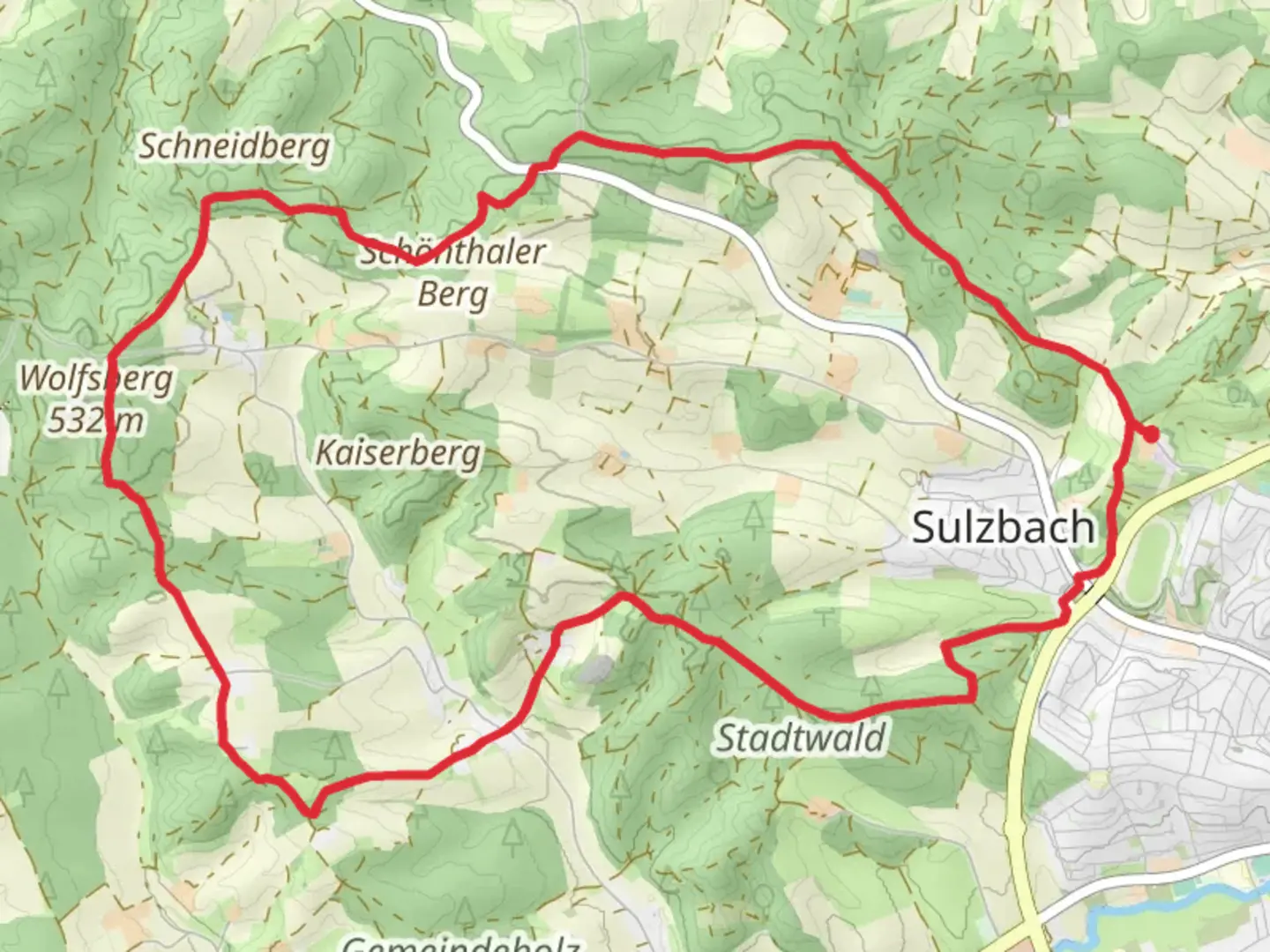 An image depicting the trail Pfaffenhofen West Loop and its surrounding area.