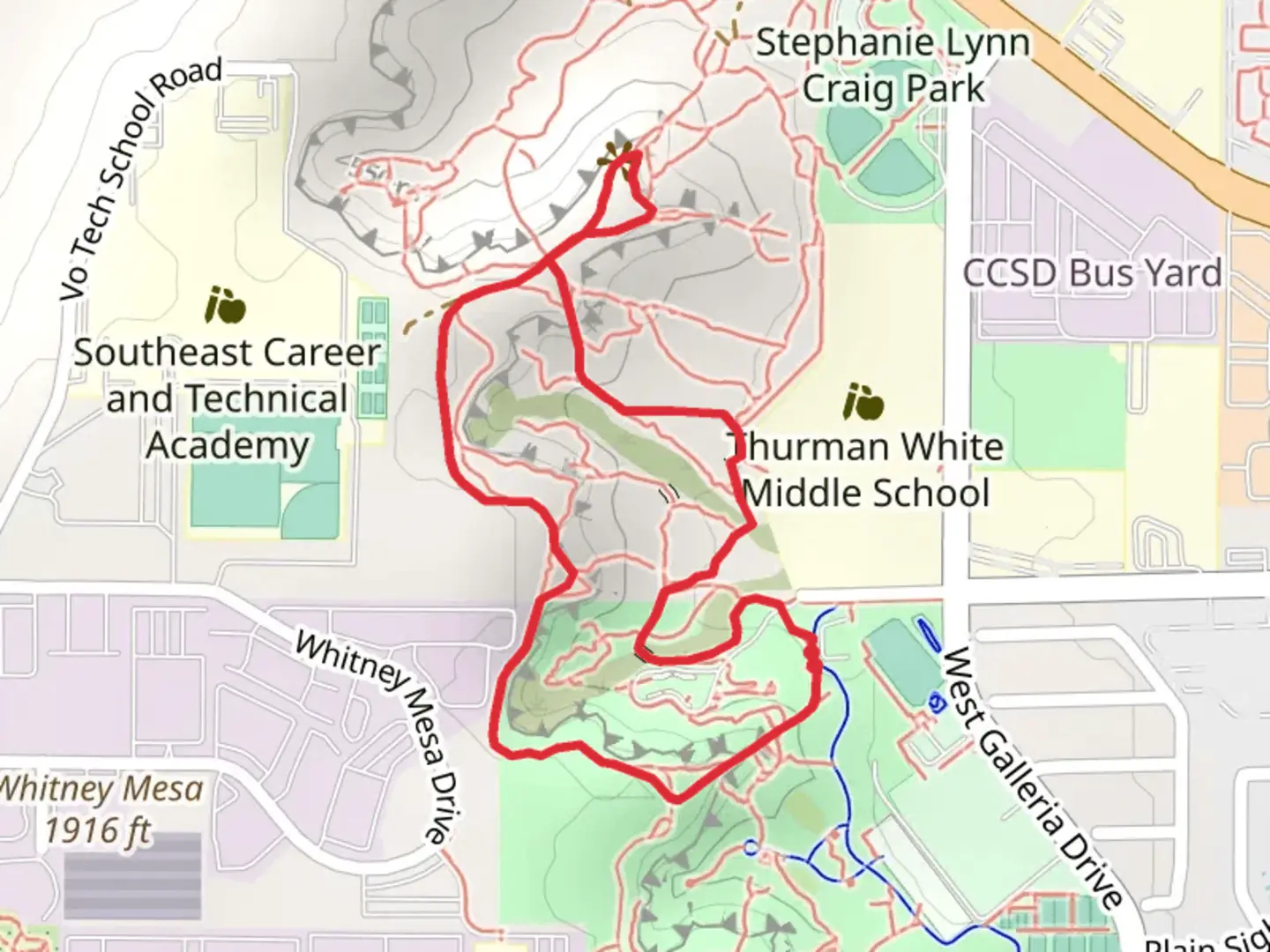 An image depicting the trail Patrick Lane Loop and its surrounding area.