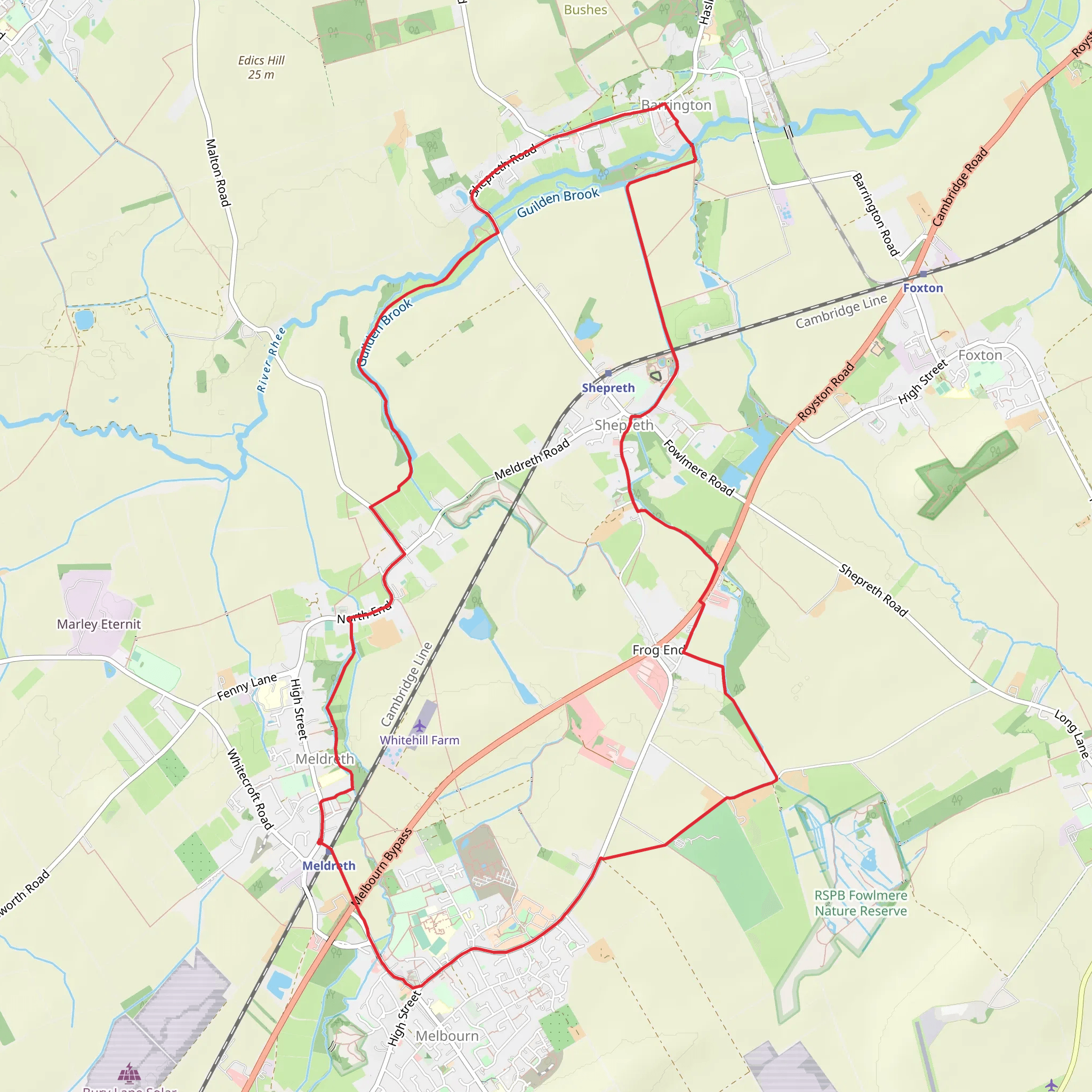 Meldreth to Barrington Loop mobile static map