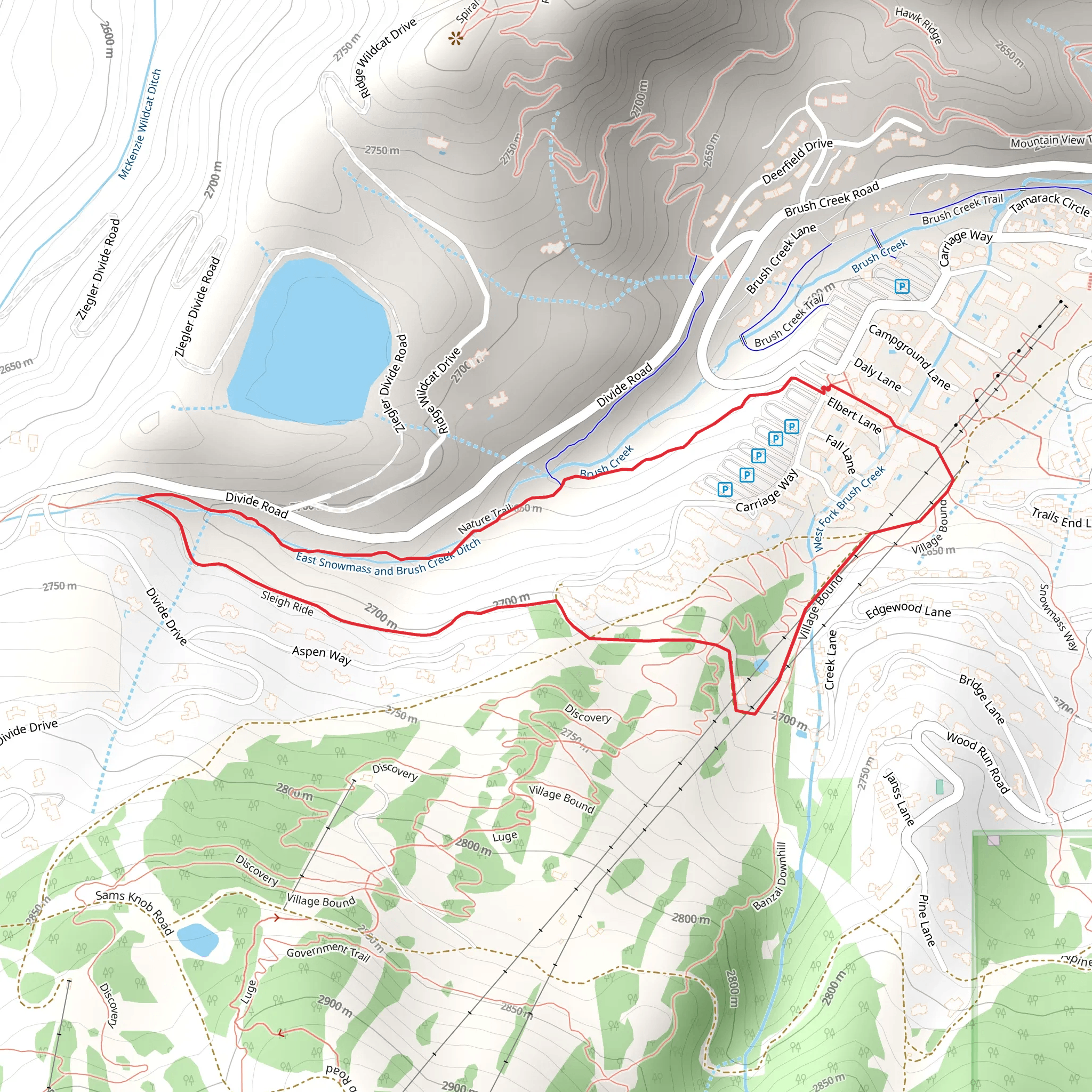 Village Bound, Sleigh Ride and Nature Loop Trail mobile static map