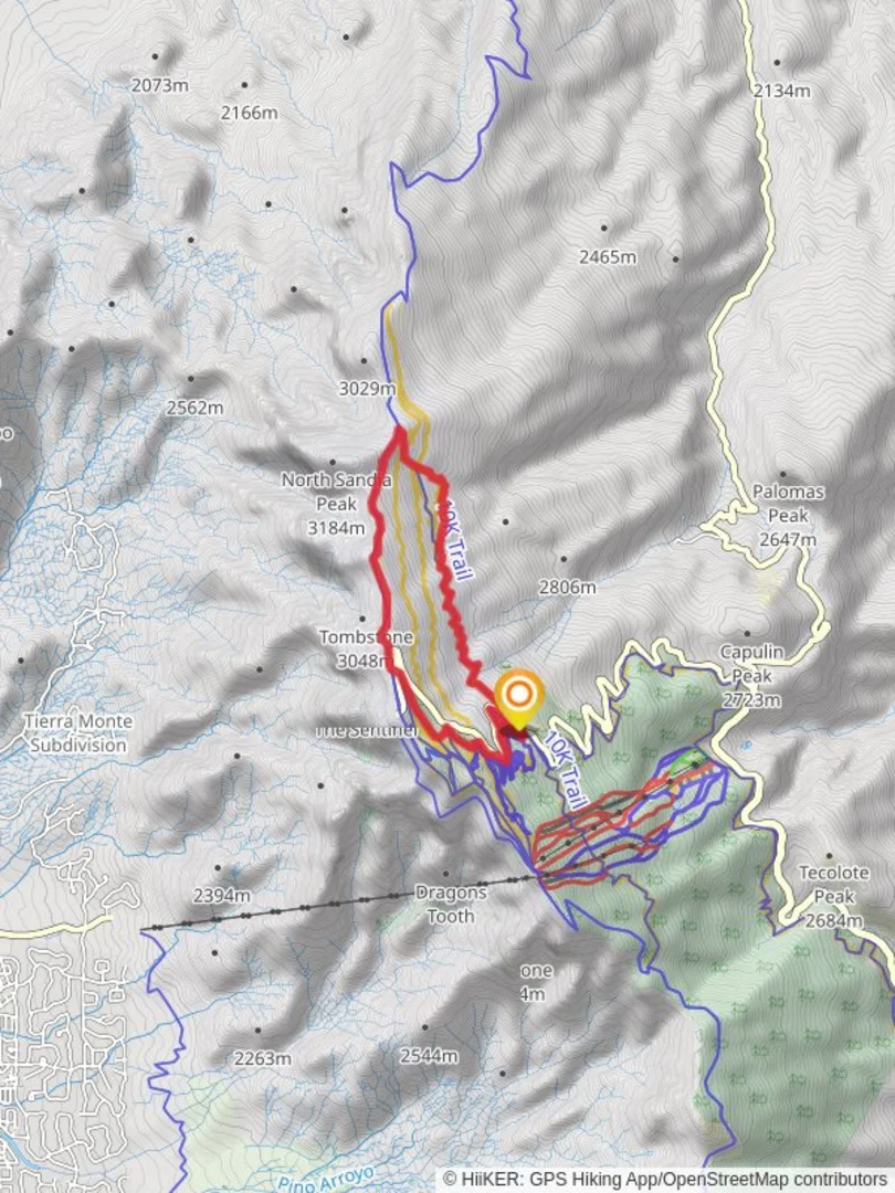 An image depicting the trail Ten K Trail and North Crest Loop Trail and its surrounding area.
