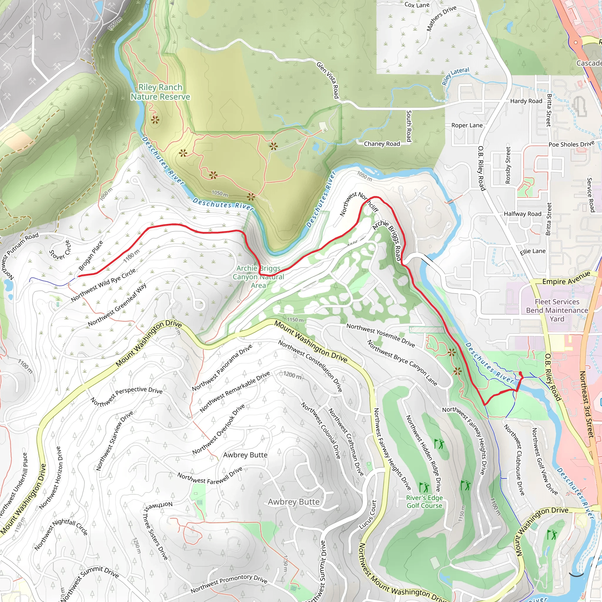 Deschutes River Trail from Sawyer Park mobile static map