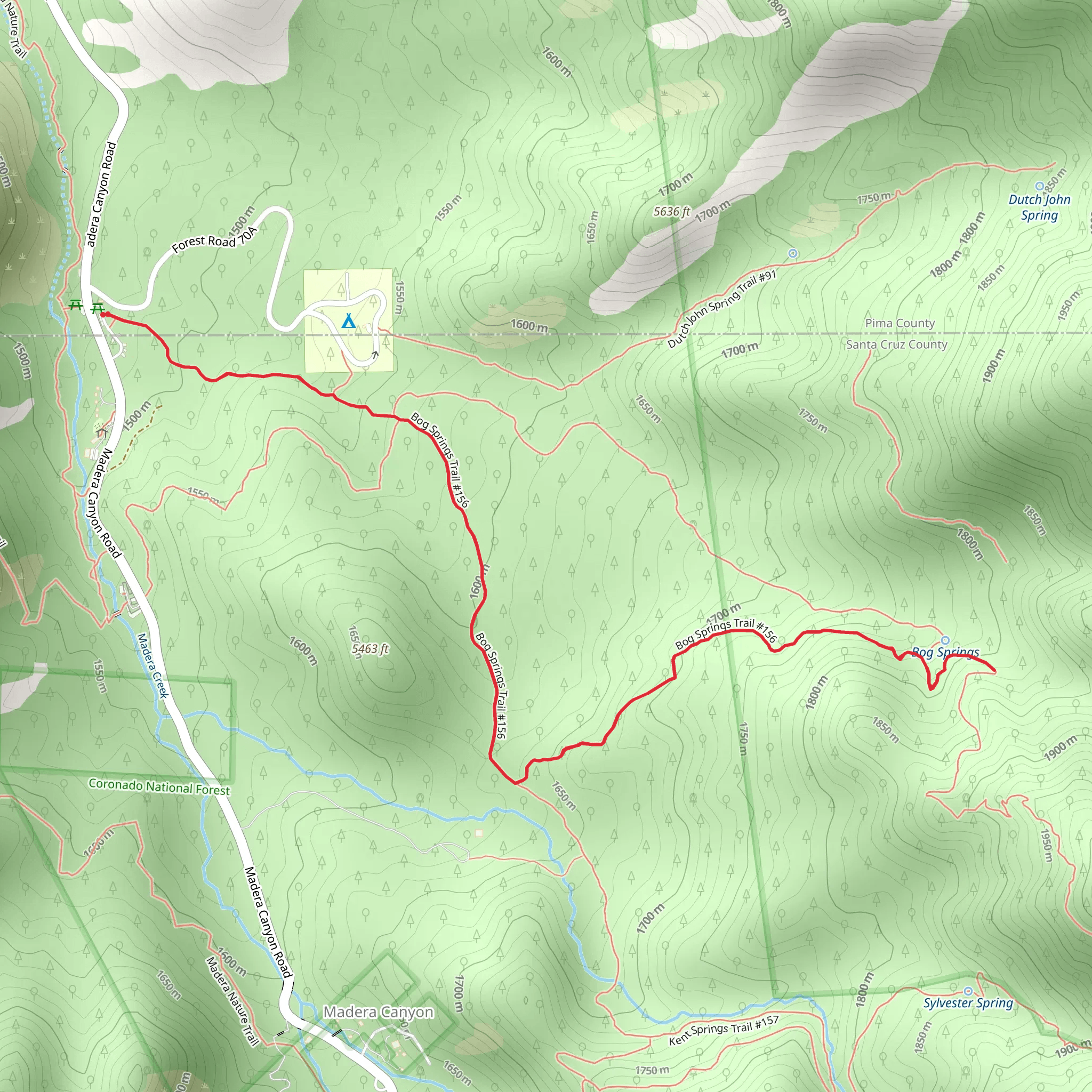 Bog Springs Trail mobile static map
