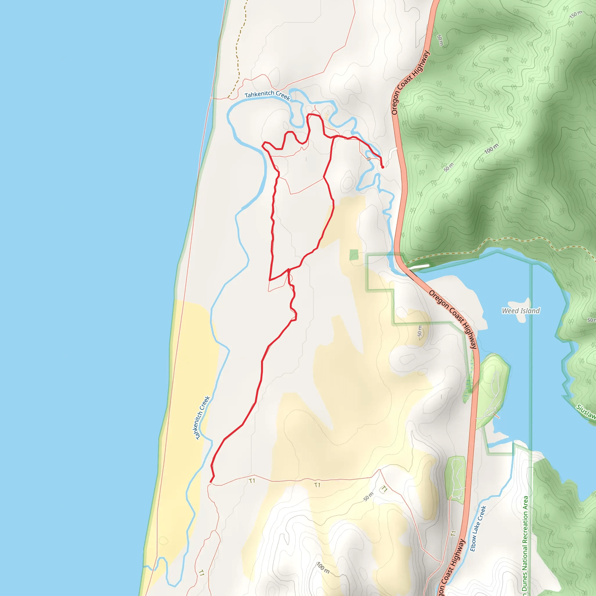 Tahkenitch Creek Trail mobile static map