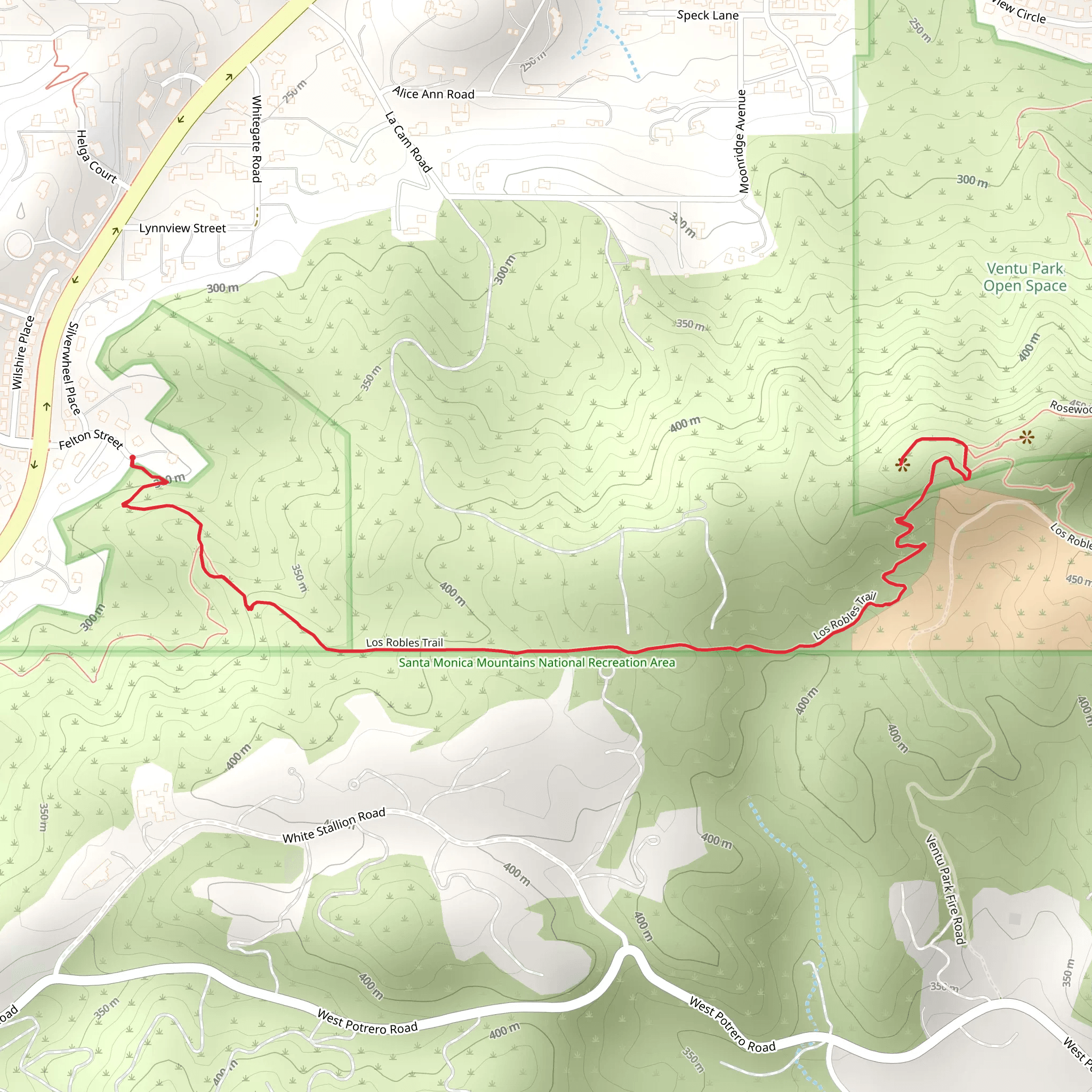 Los Robles Trail - Felton Street mobile static map
