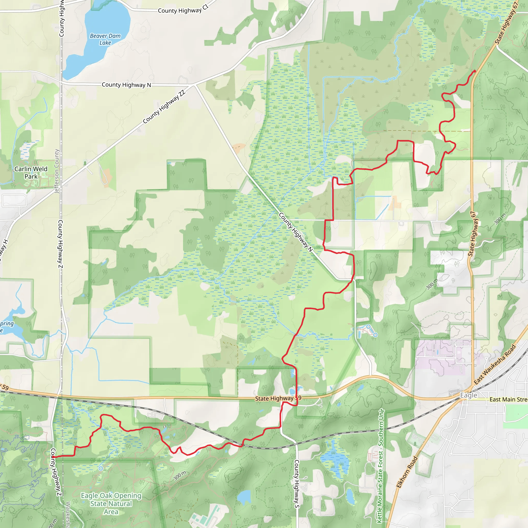 Ice Age Trail - State Highway 67 mobile static map