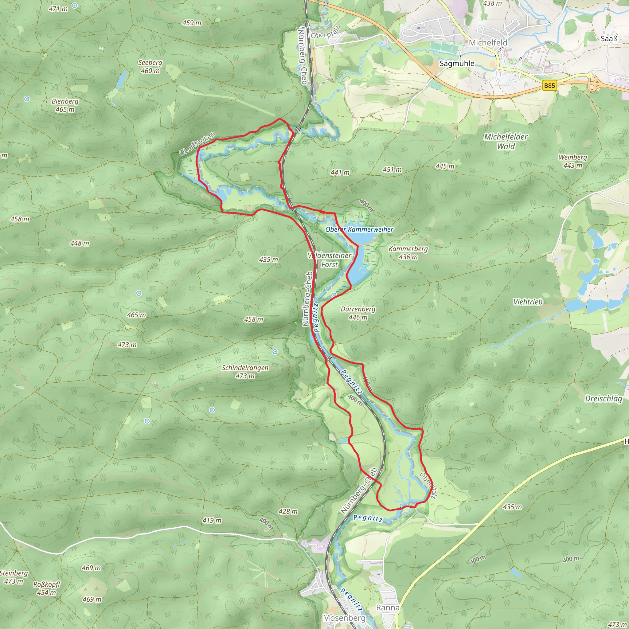 Oberer Kammerweiher and Unterer Kammerweiher via Forellenstraße mobile static map