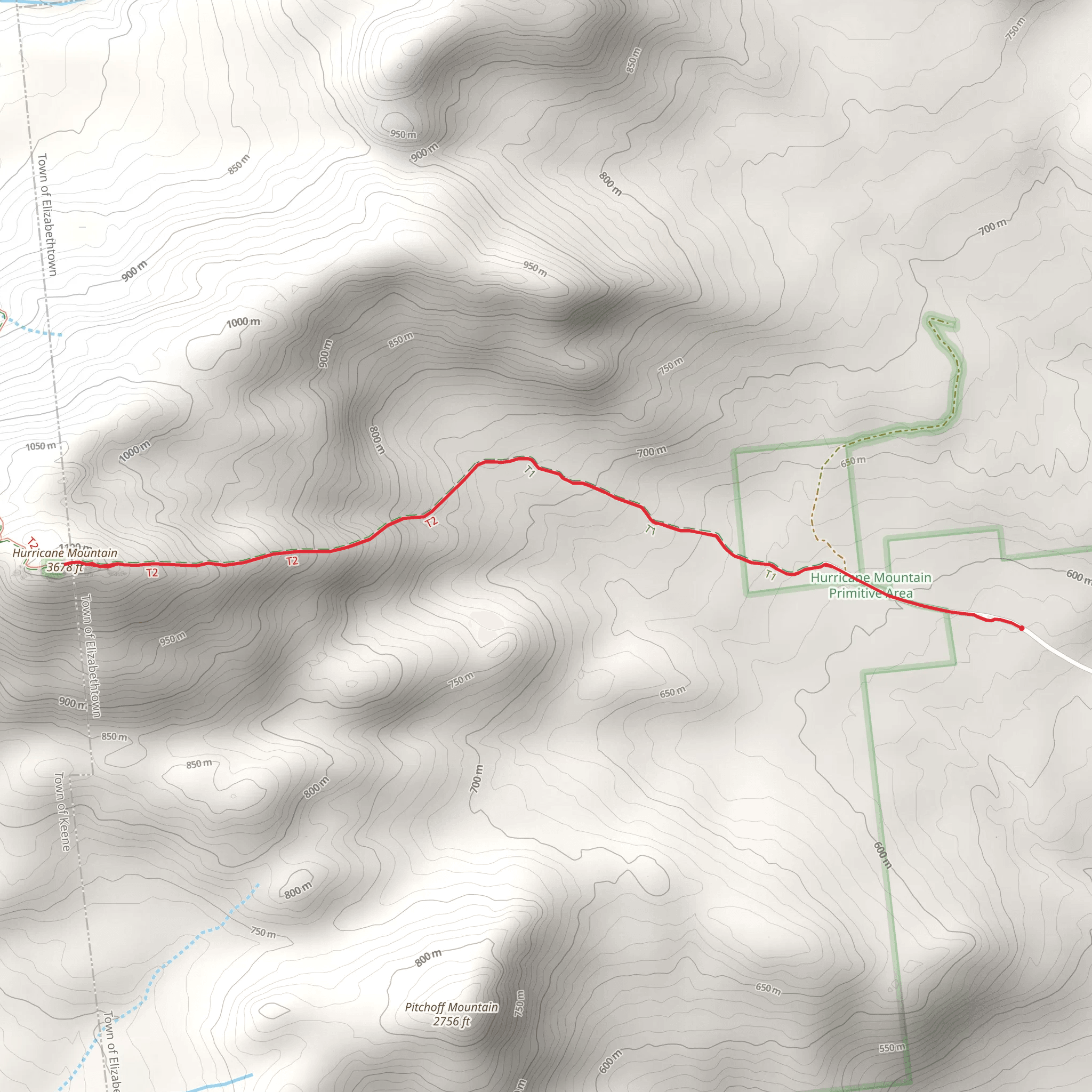 Hurricane Mountain via East Hurricane Trail mobile static map