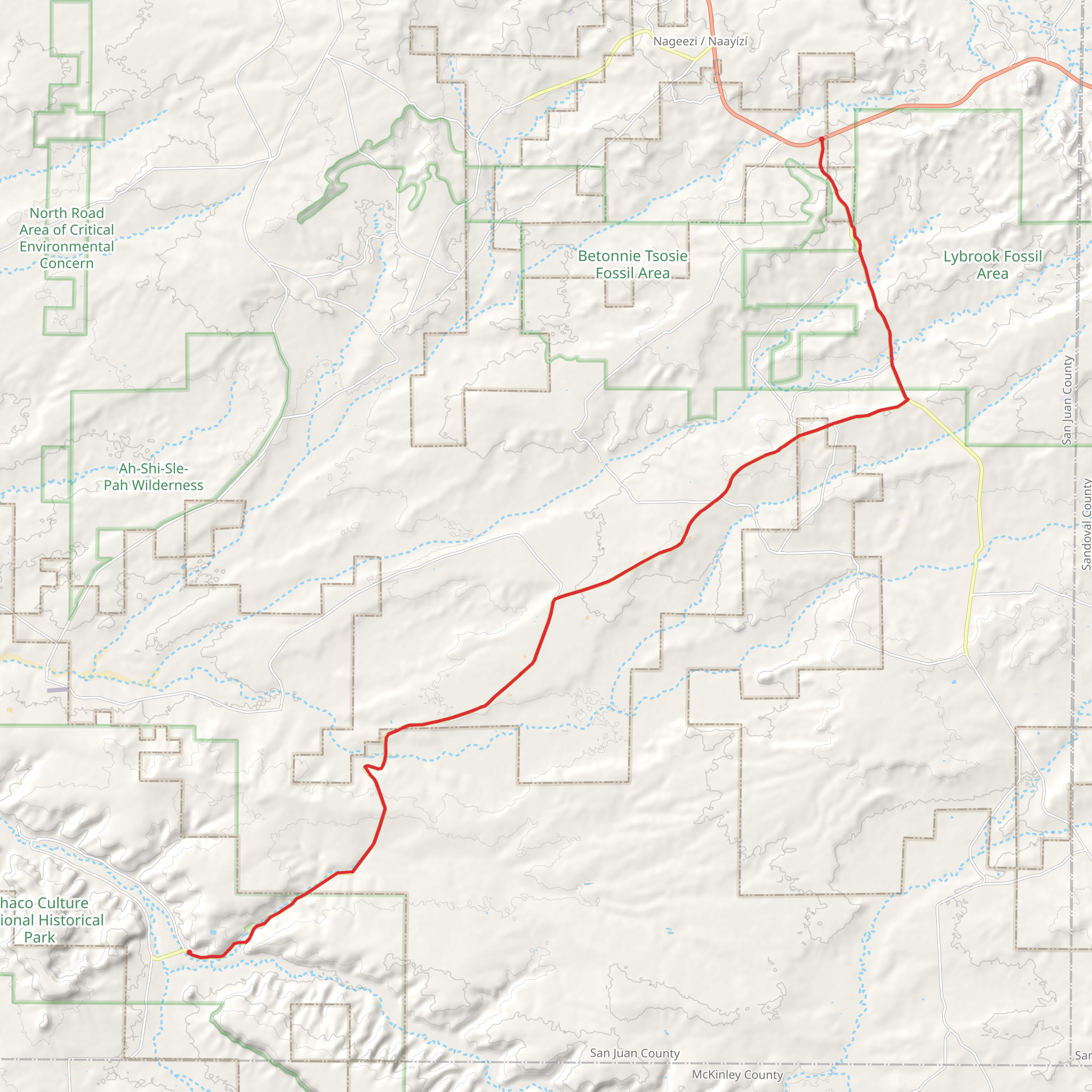 Chaco Entrance Road mobile static map