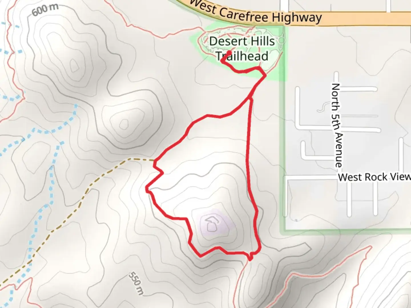 An image depicting the trail Sidewinder Loop Trail - Short and its surrounding area.