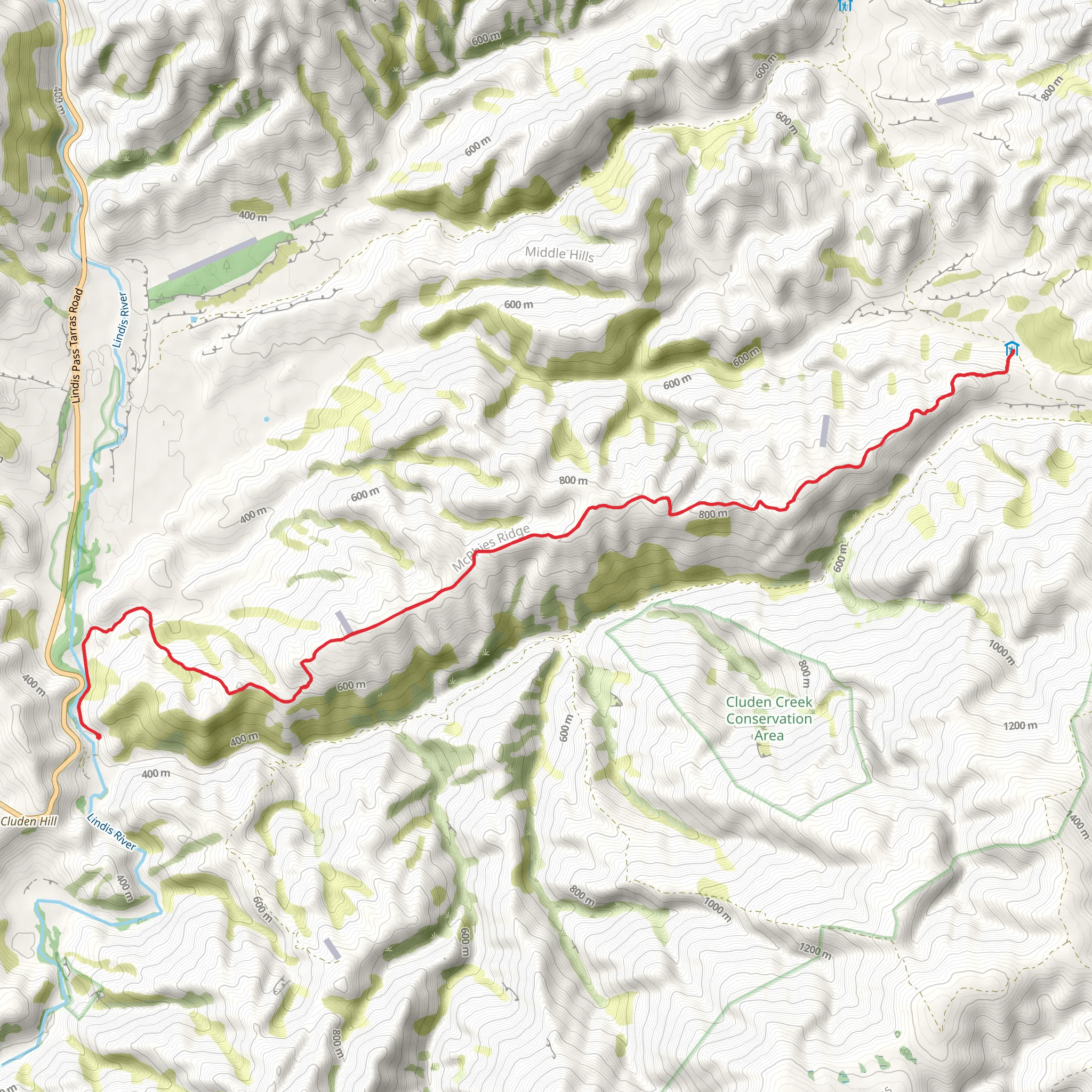 Mcphies Ridge Track mobile static map
