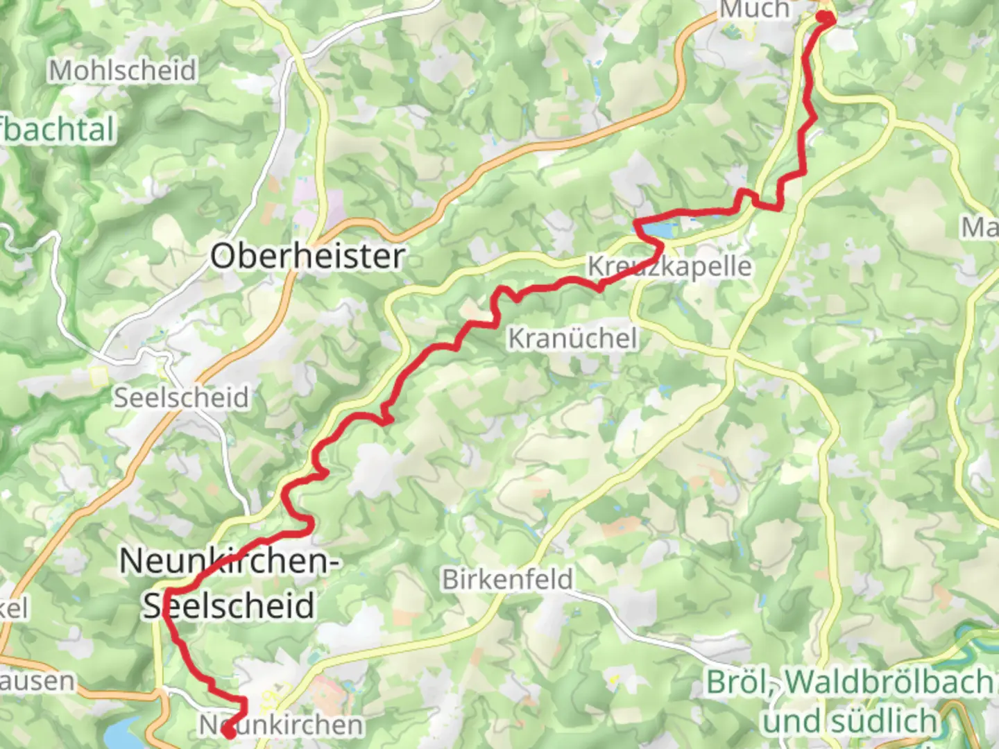 An image depicting the trail Much to Neunkirchen Seelscheid Walk and its surrounding area.