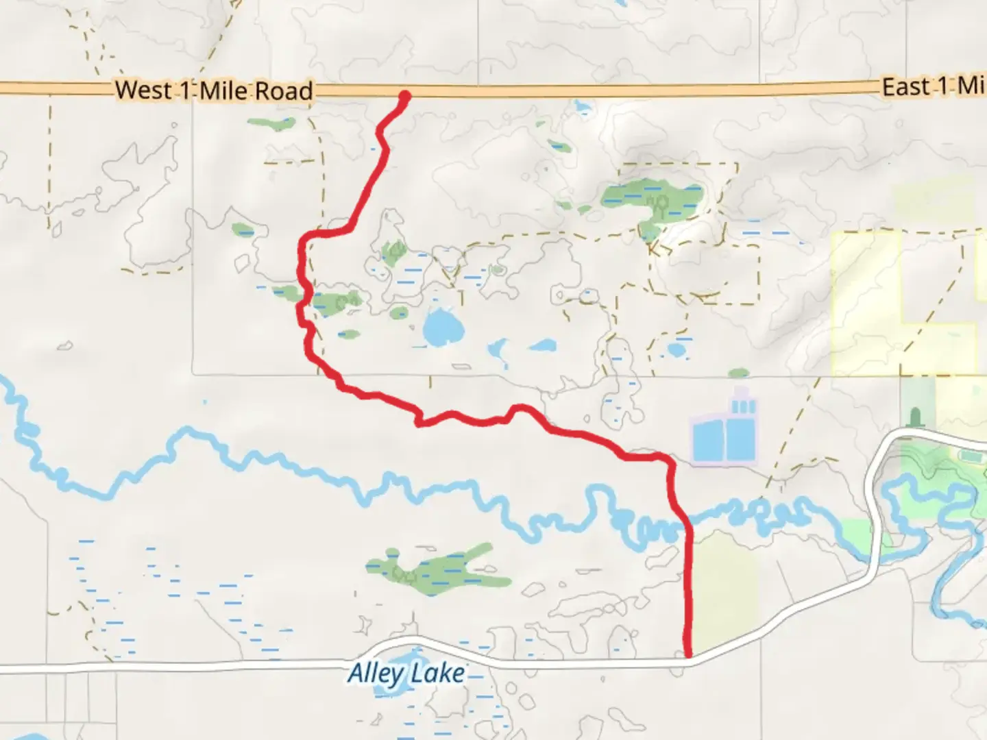 An image depicting the trail North Country National Scenic Trail - West 1 Mile Road and its surrounding area.