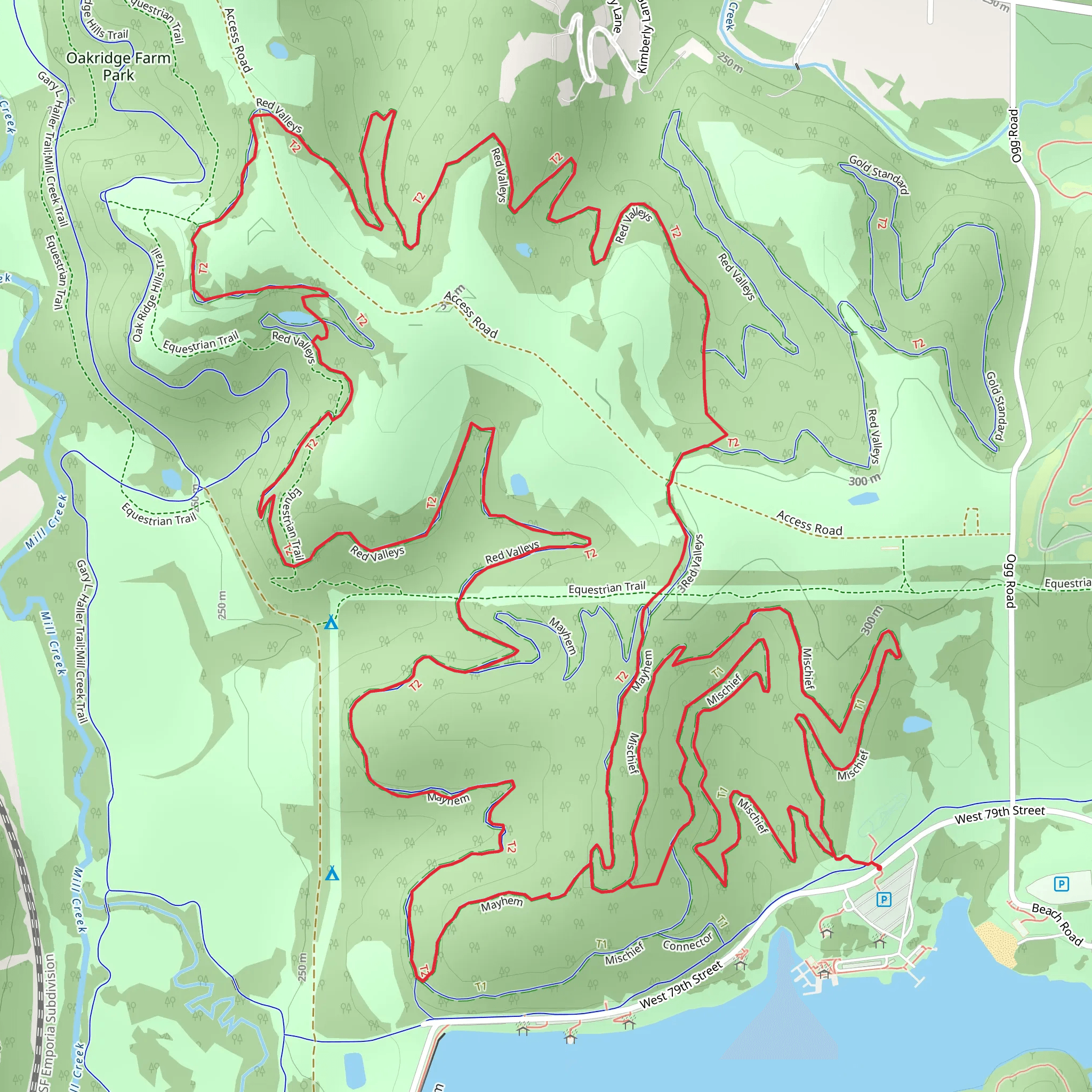 Violet, Orange and Red Loop Trail mobile static map
