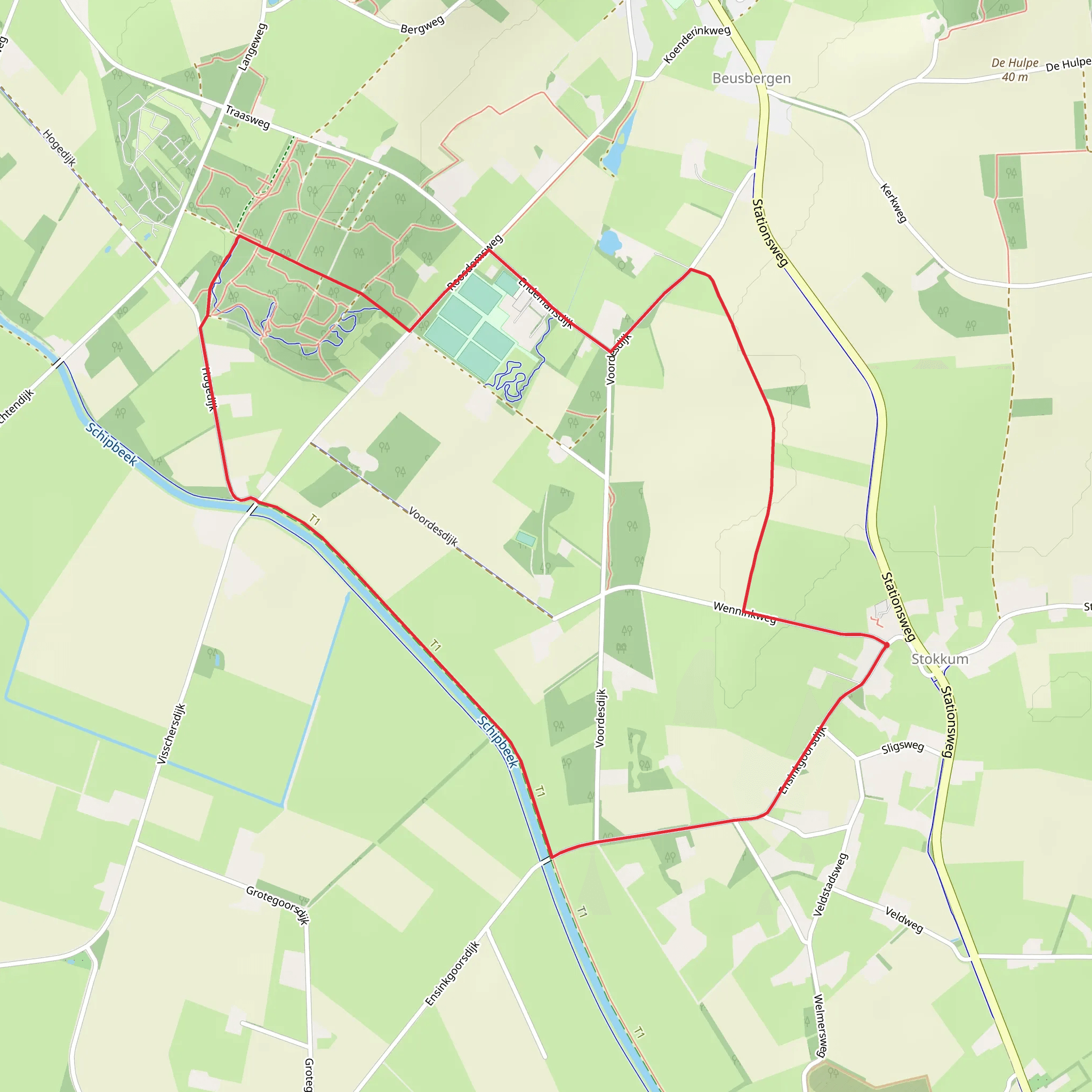 Schipbeek and Bergesch via Schipbeekpad and Voordesdijk mobile static map