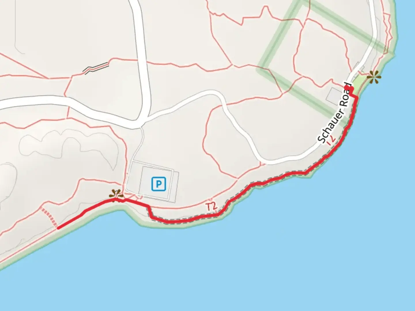 An image depicting the trail Cave Point County Park and its surrounding area.