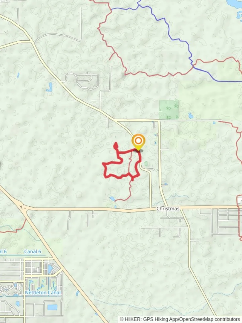 An image depicting the trail Red Trail, Green and Yellow Trail Loop and its surrounding area.