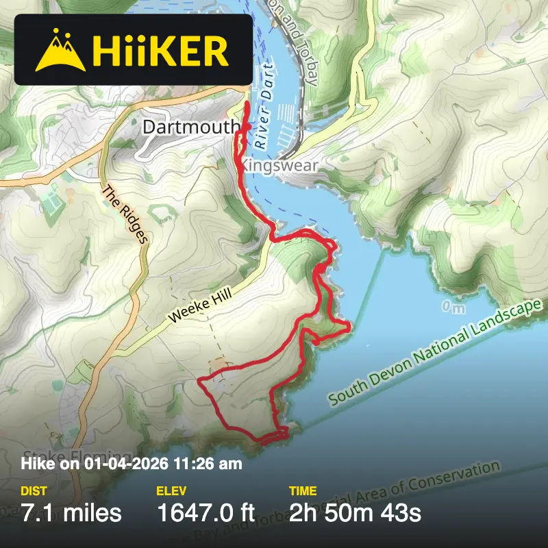 A map preview of the recording Hike on 01-04-2026 11:26 am.