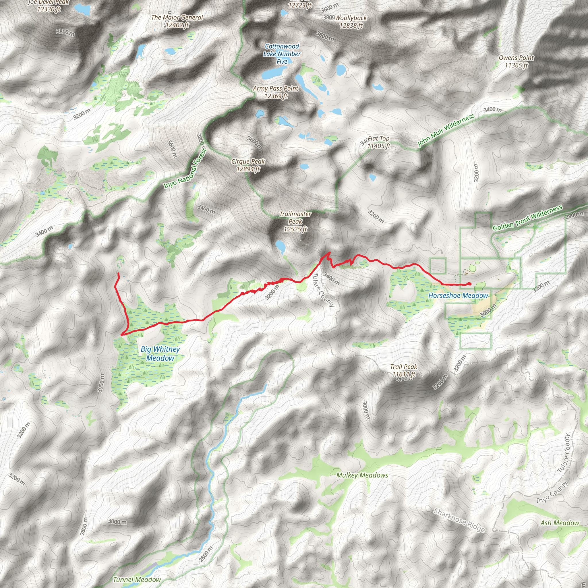 Siberian Pass Cutoff via Theodore Solomons Trail mobile static map