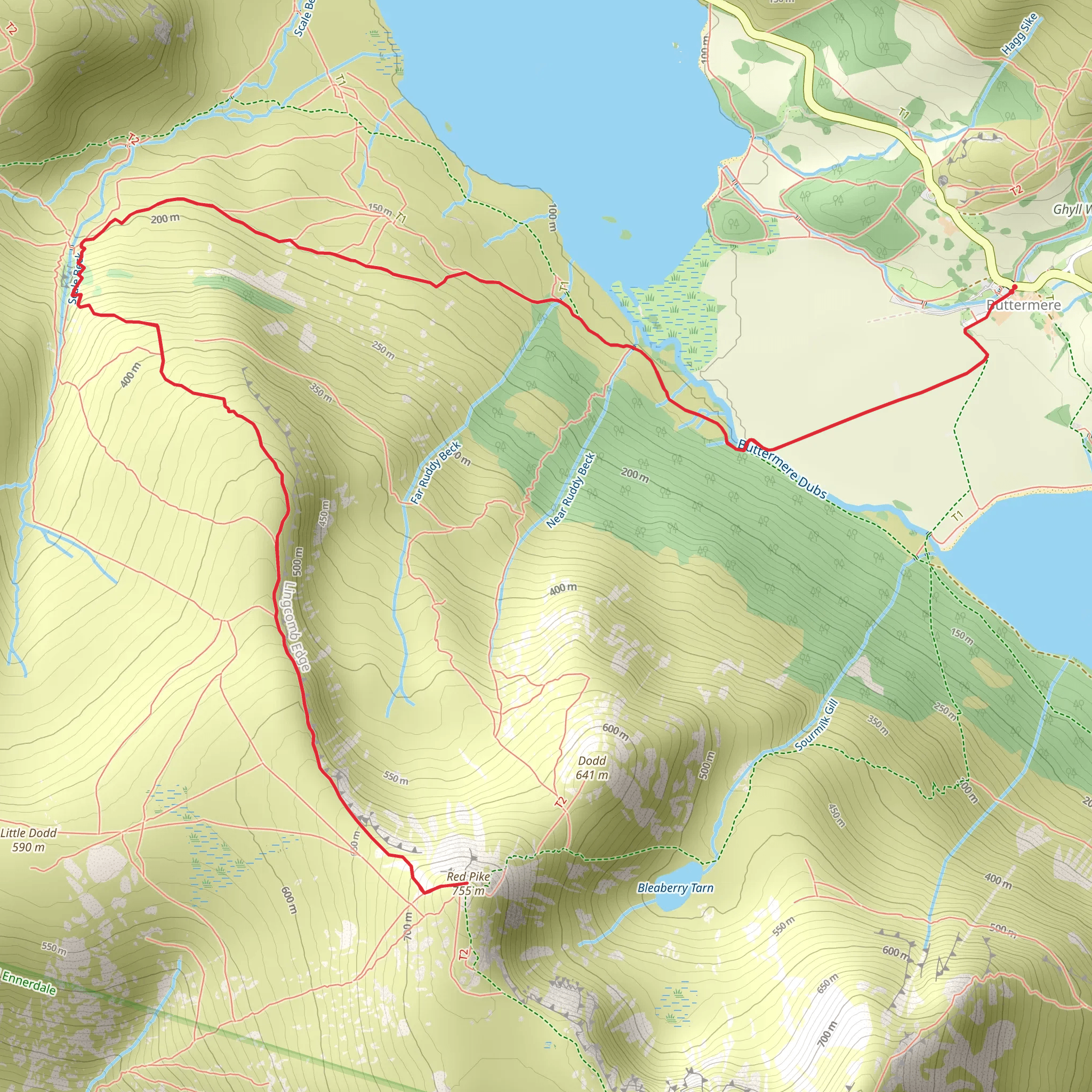 Red Pike - Buttermere mobile static map