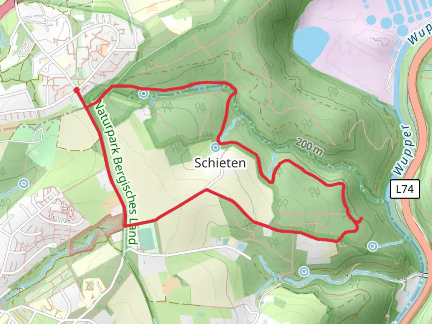 An image depicting the trail Teufelsklippen via Rundweg Rosskamper Hoehe and its surrounding area.