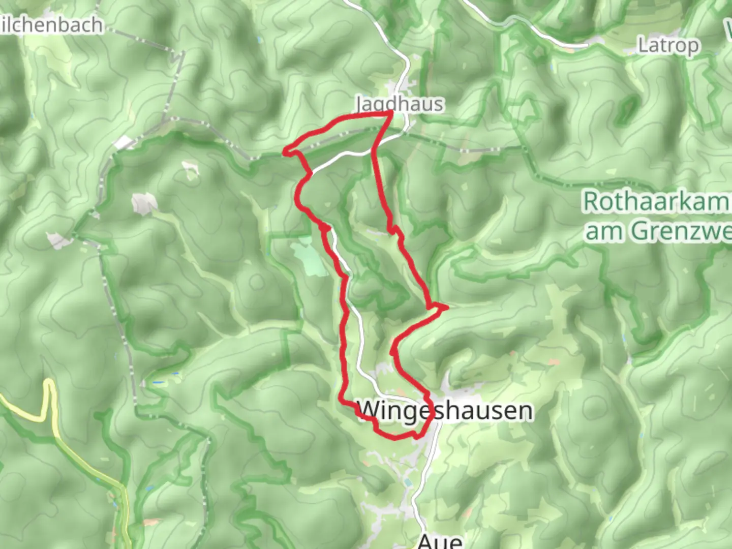 An image depicting the trail Rothaarsteig Spur Wisent Pfad and its surrounding area.